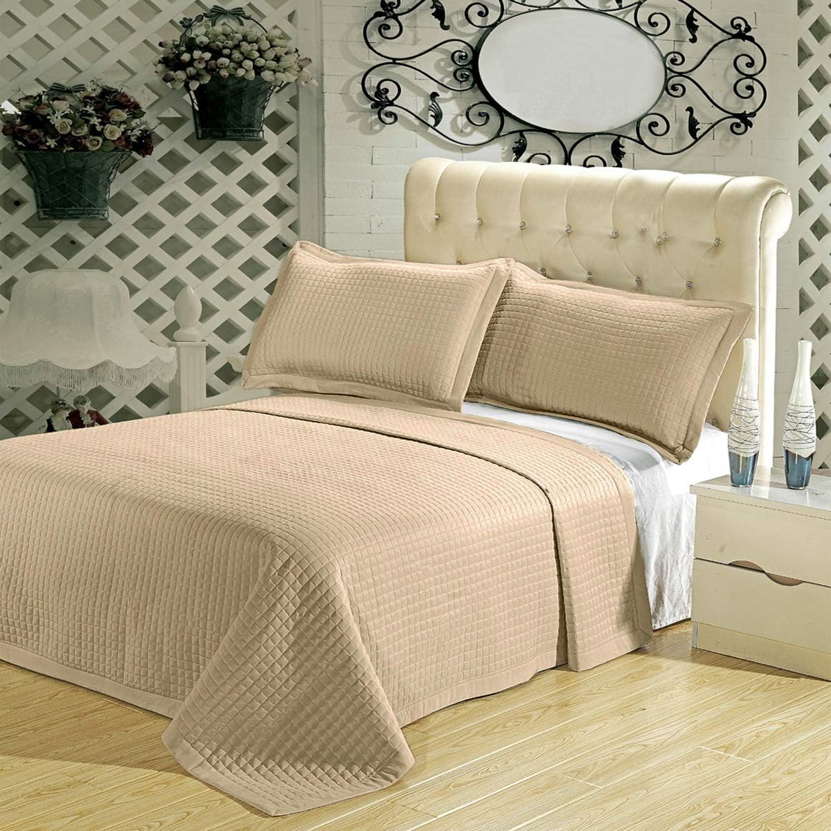 Luxury Quilted Coverlet Set - 3-Piece Microfiber Comfort Bedspread with Pillow Shams