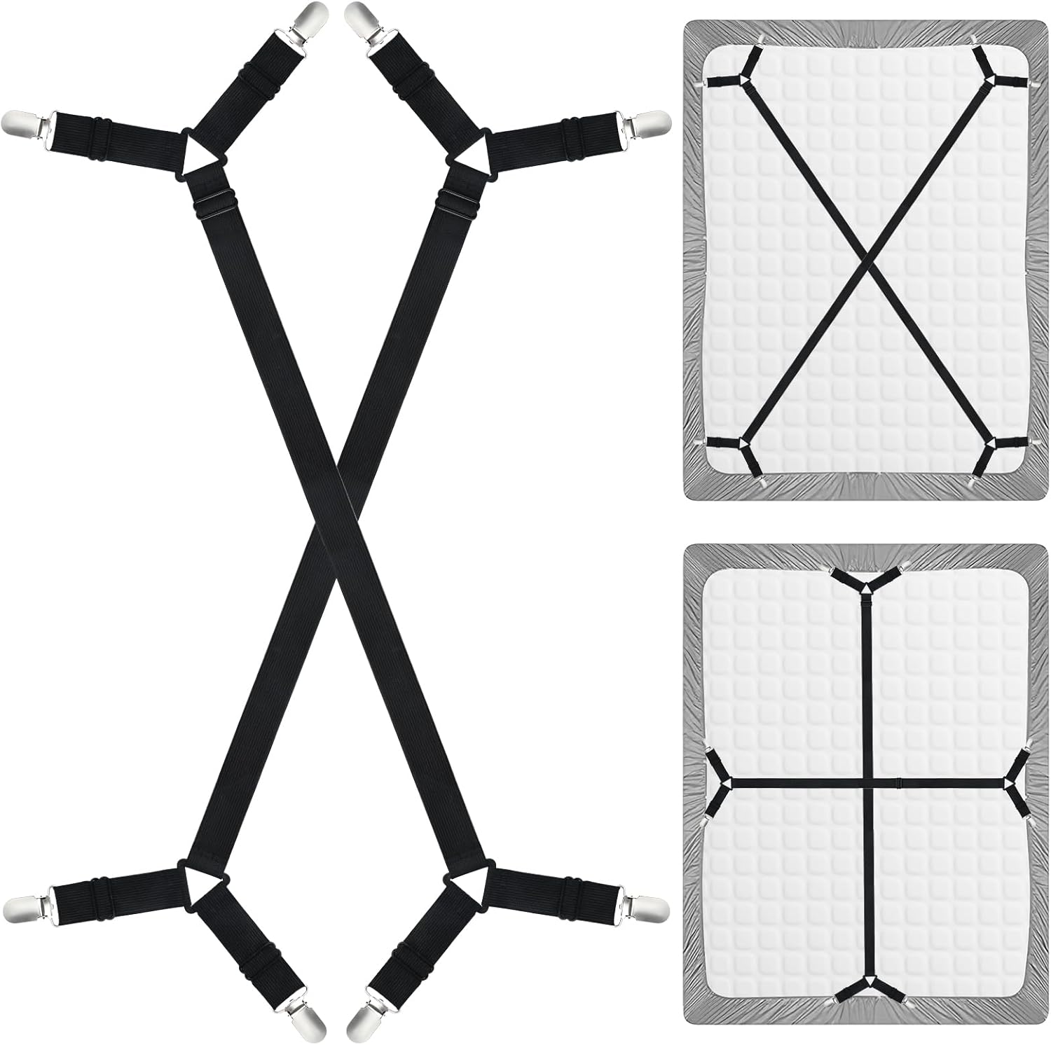 2 Pieces Bed Sheet Holder Straps - Black