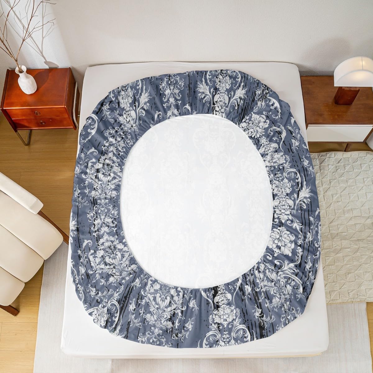 Erosebridal Damask Fitted Sheet Twin Gothic Floral