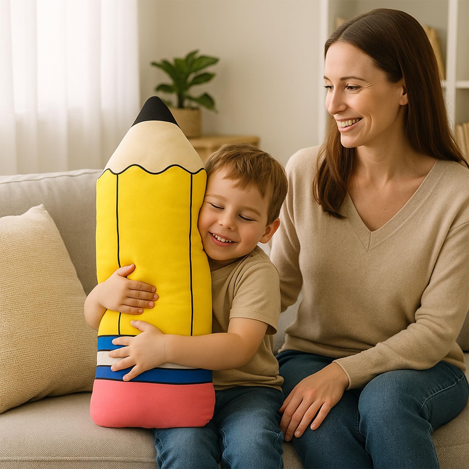 Aymolas Cute Pencil Shaped Plush Pillow for Kids