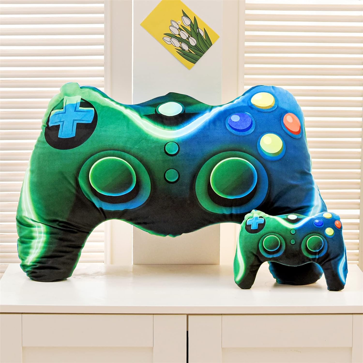 Meeting Story Game Controller Plush Throw Pillow Blue Green Large