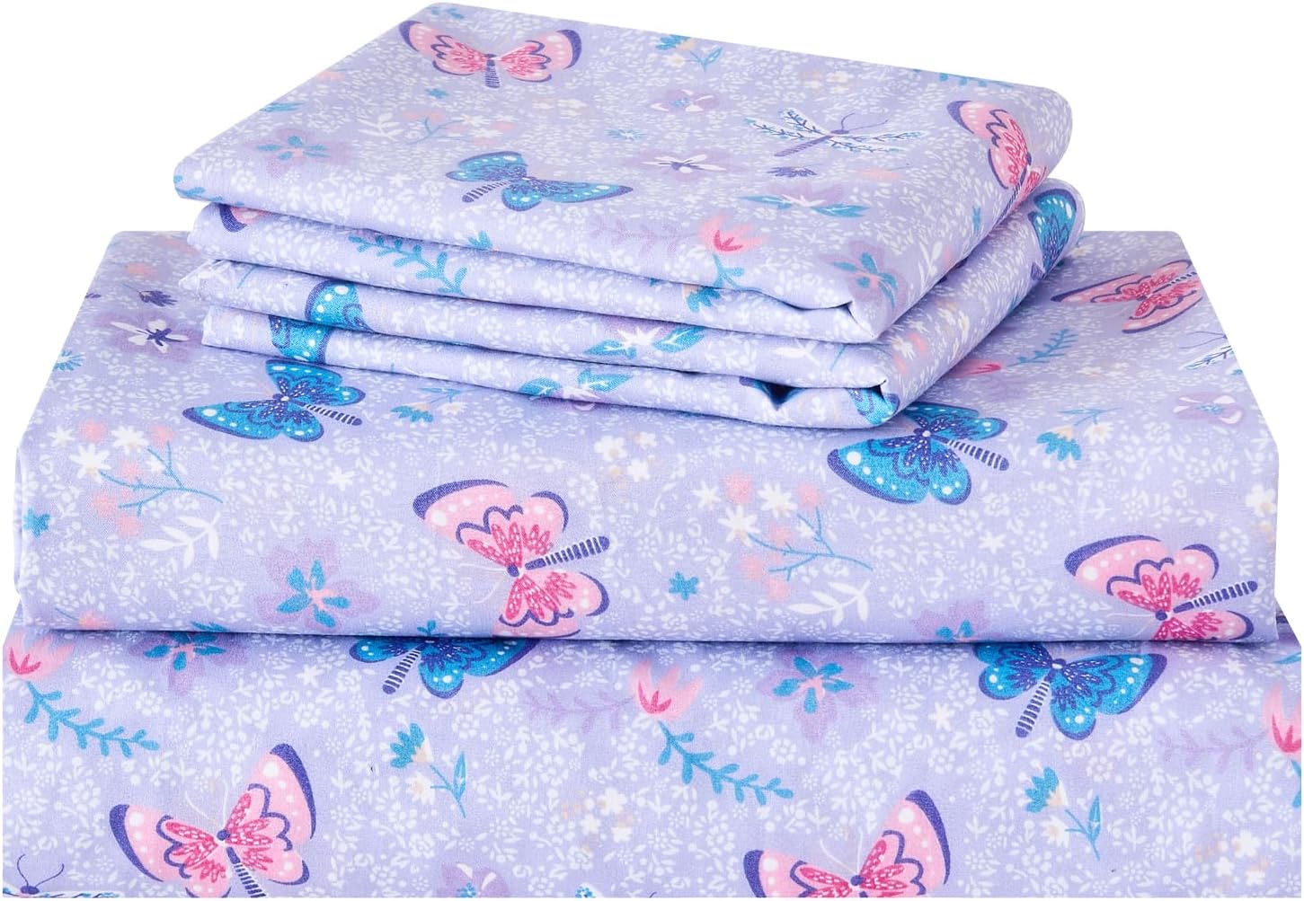 Kids Sheet Set Twin Size 3 Pcs Floral Butterfly Pattern