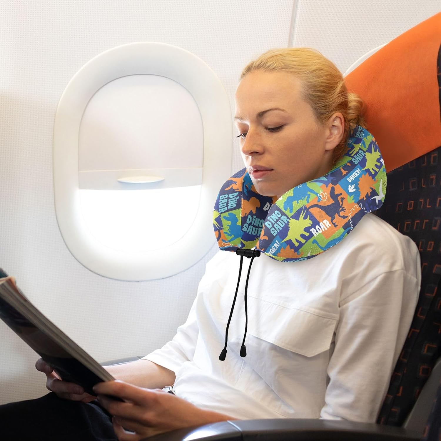 Sletend Bright Dinosaurs Travel Neck Pillow for Adults Kids