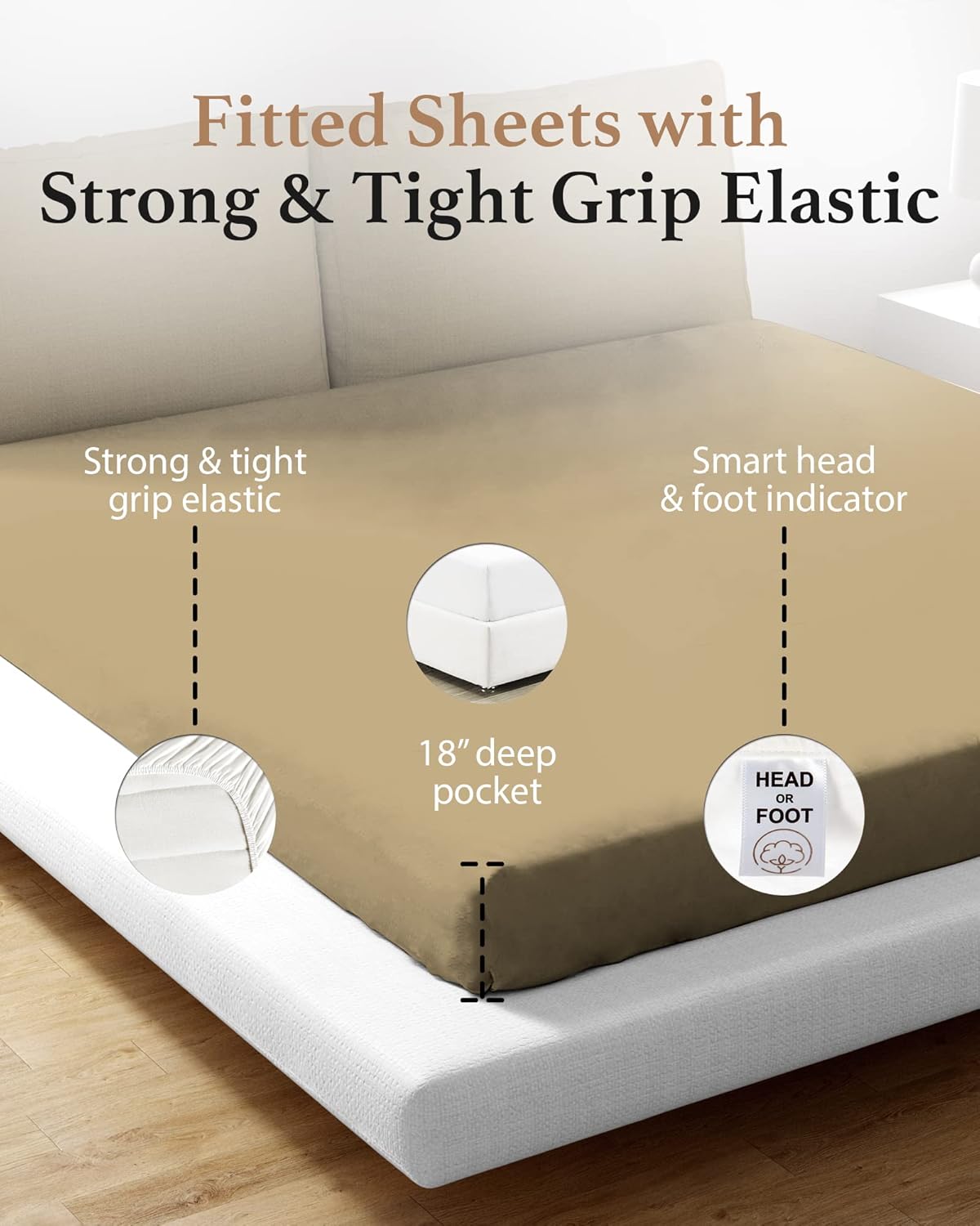 Good Sleep Bedding Fitted Sheet Twin XL - 1 Pc Taupe 1
