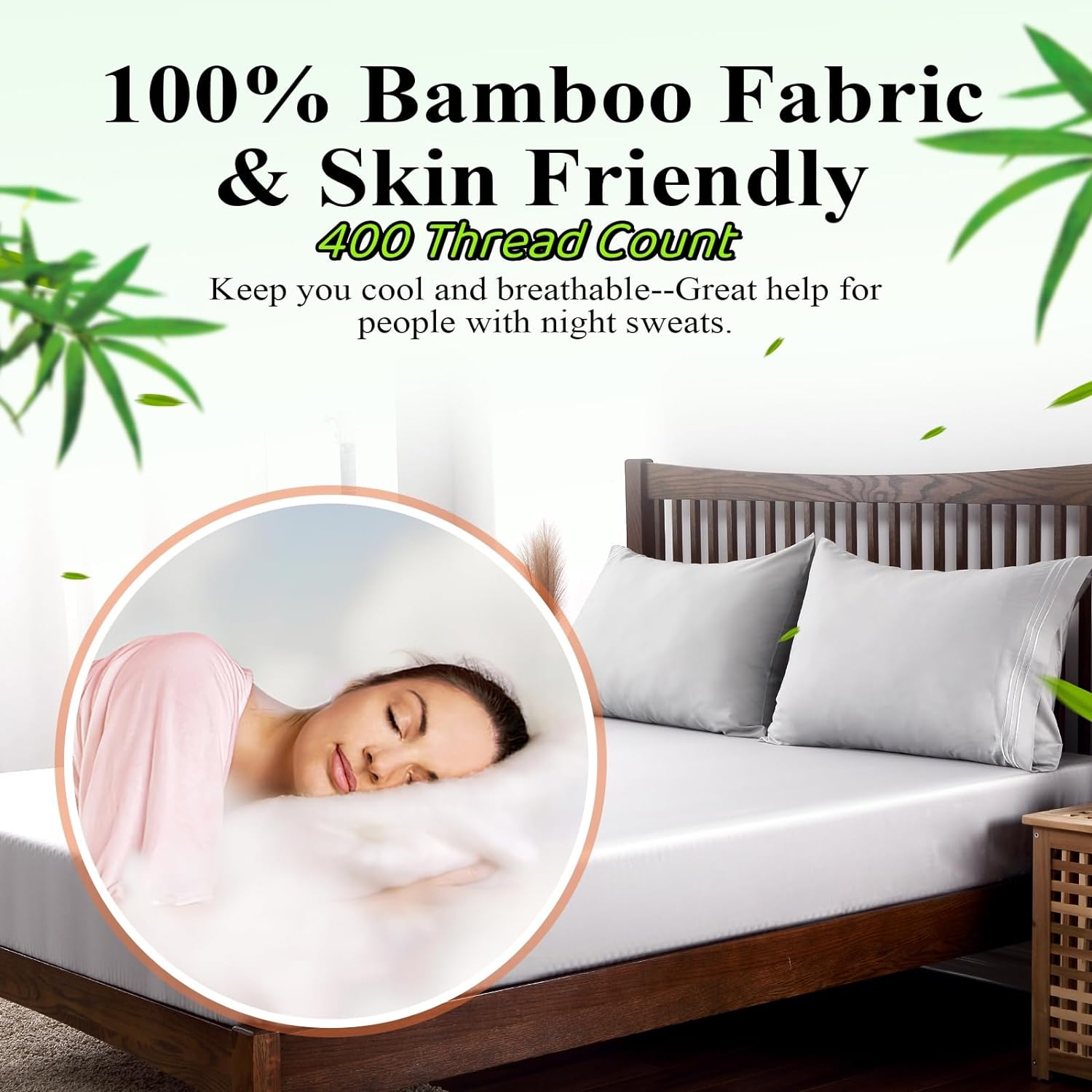 ShunjieHome Bamboo Viscose Fitted Sheet Cal King