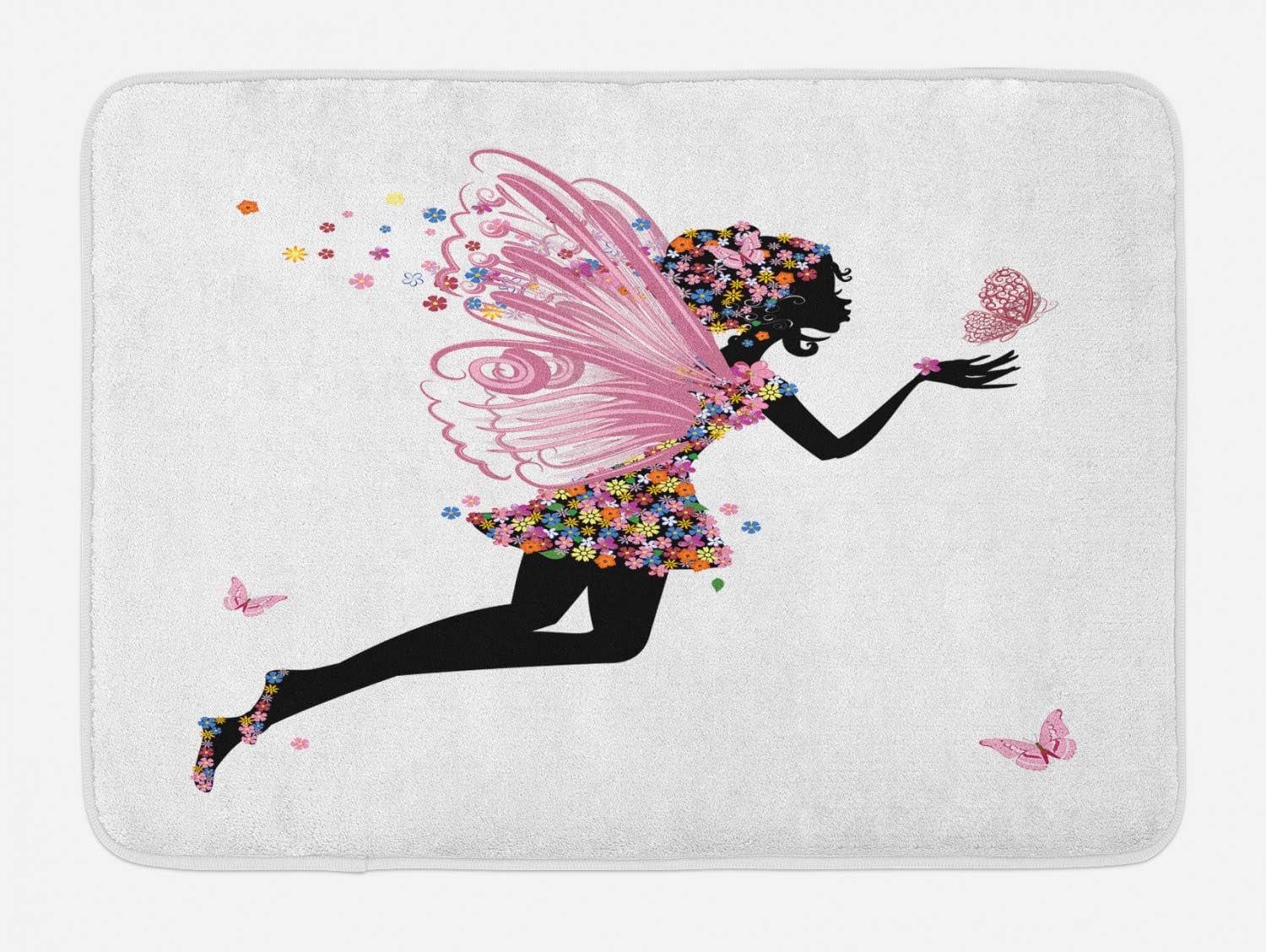 Ambesonne Tale Bath Mat - Multicolor Floral Design