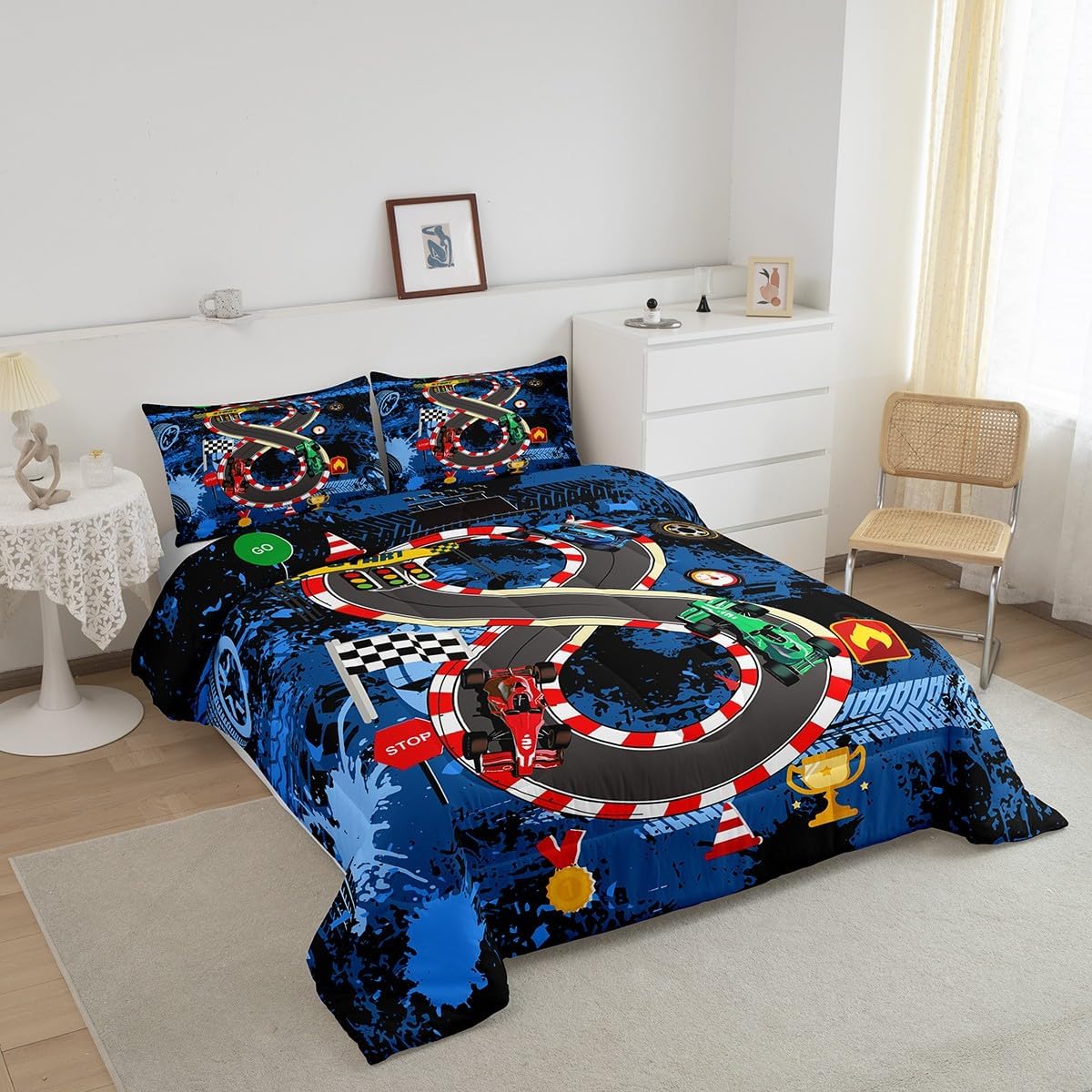 Racing Track Cars Bed Set for Boys and Men