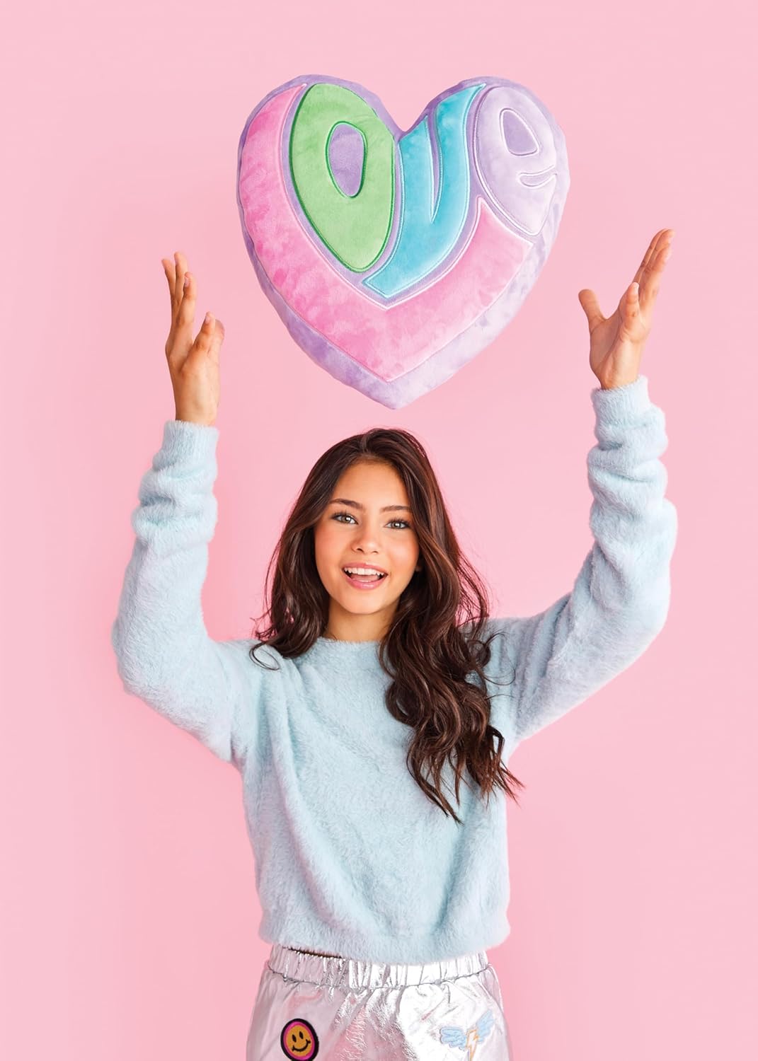 iscream Heart Shaped Love Pillow 13x13 Inch Plush Pastels
