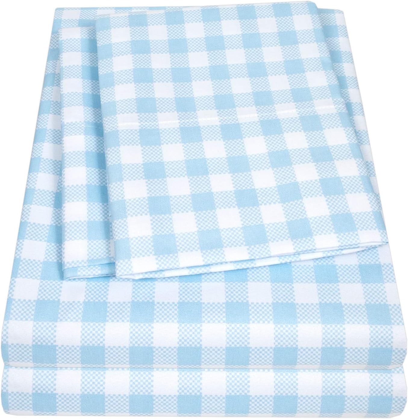 1500 Supreme Kids Bed Sheet Set - Blue Gingham