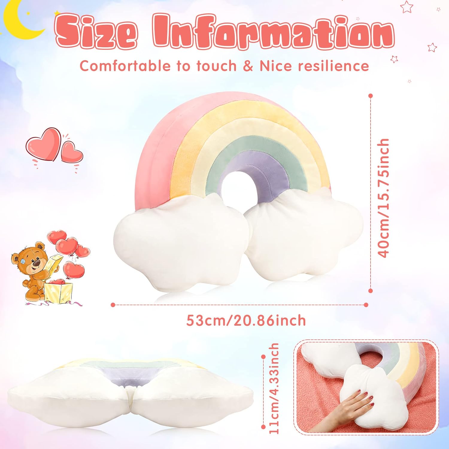 Queekay 21 Inch Rainbow Shaped Throw Pillow Set