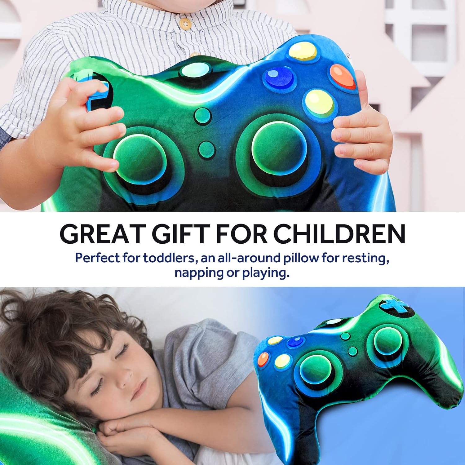 Meeting Story Game Controller Plush Throw Pillow Blue Green Large