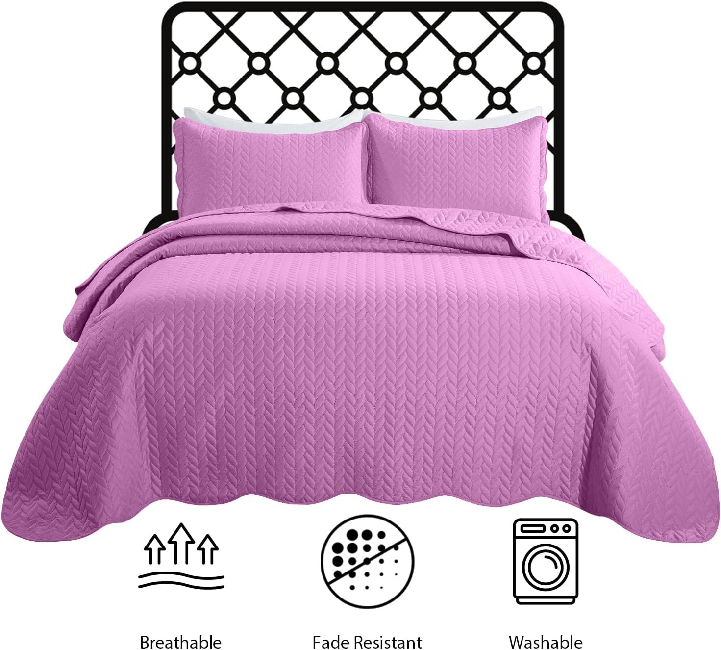 IR Imperial Rooms Queen Quilt Bedding Set Purple 90x96