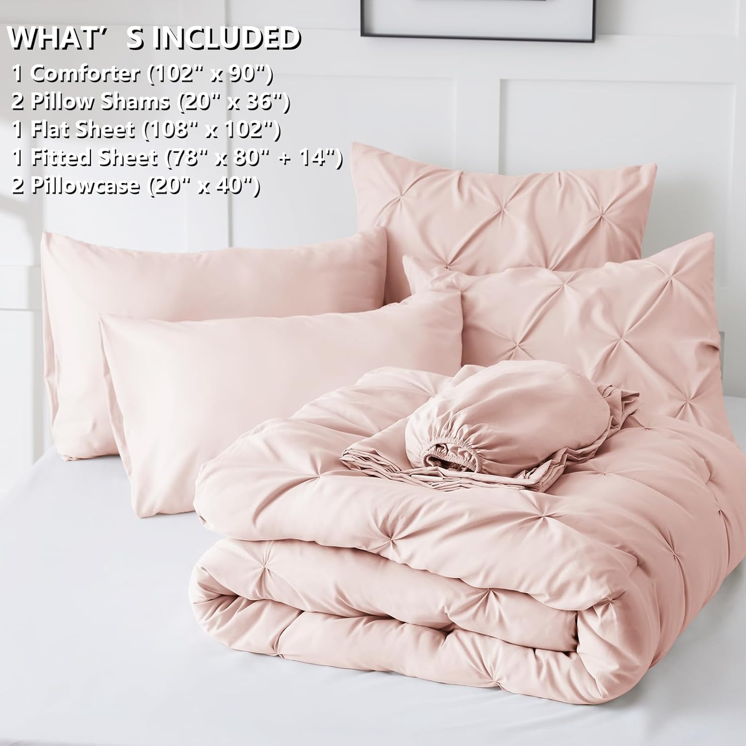 CozyLux Pink King Size Comforter Set 7 Pieces