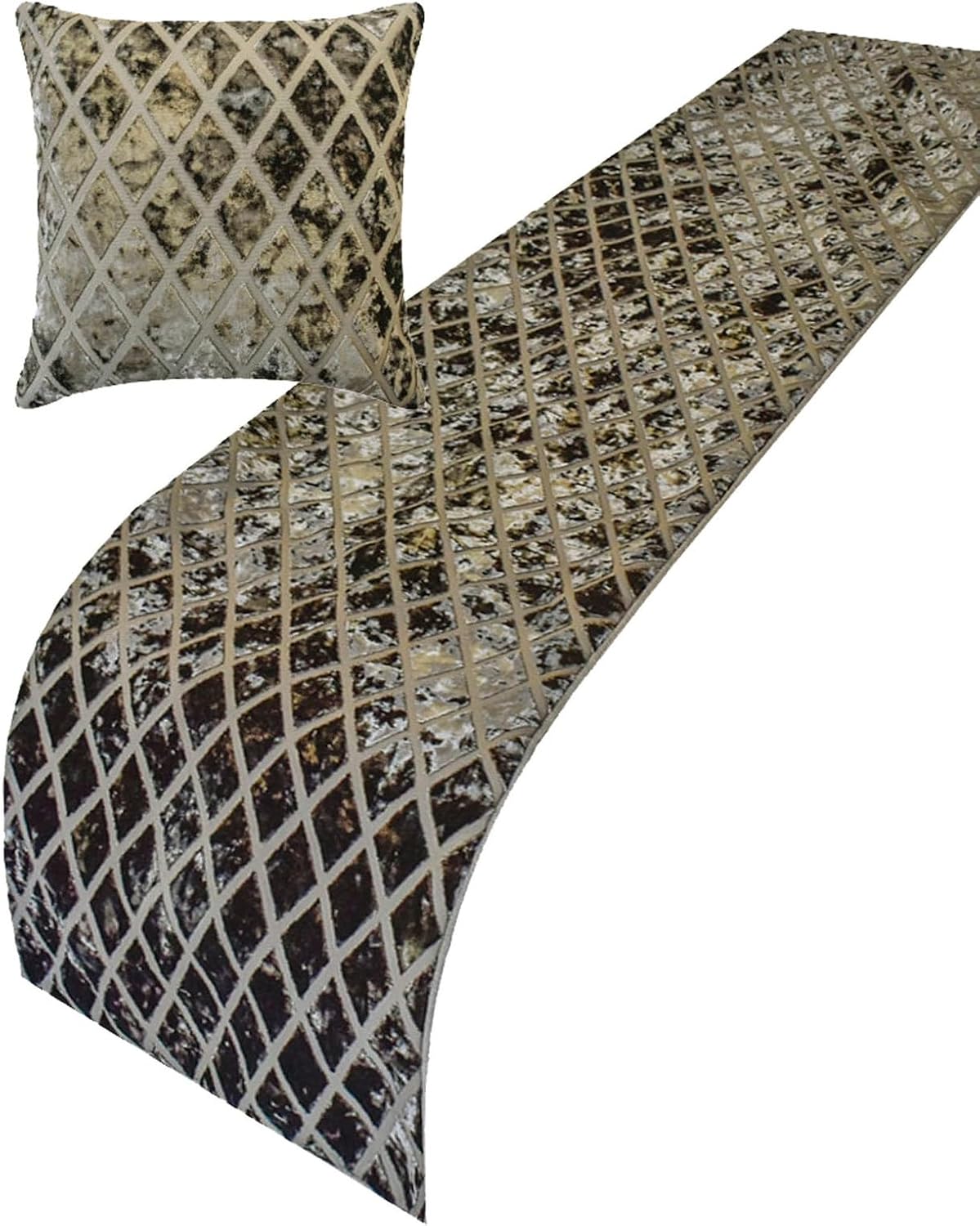 The HomeCentric Grey Velvet Bed Runner with Pillow Covers