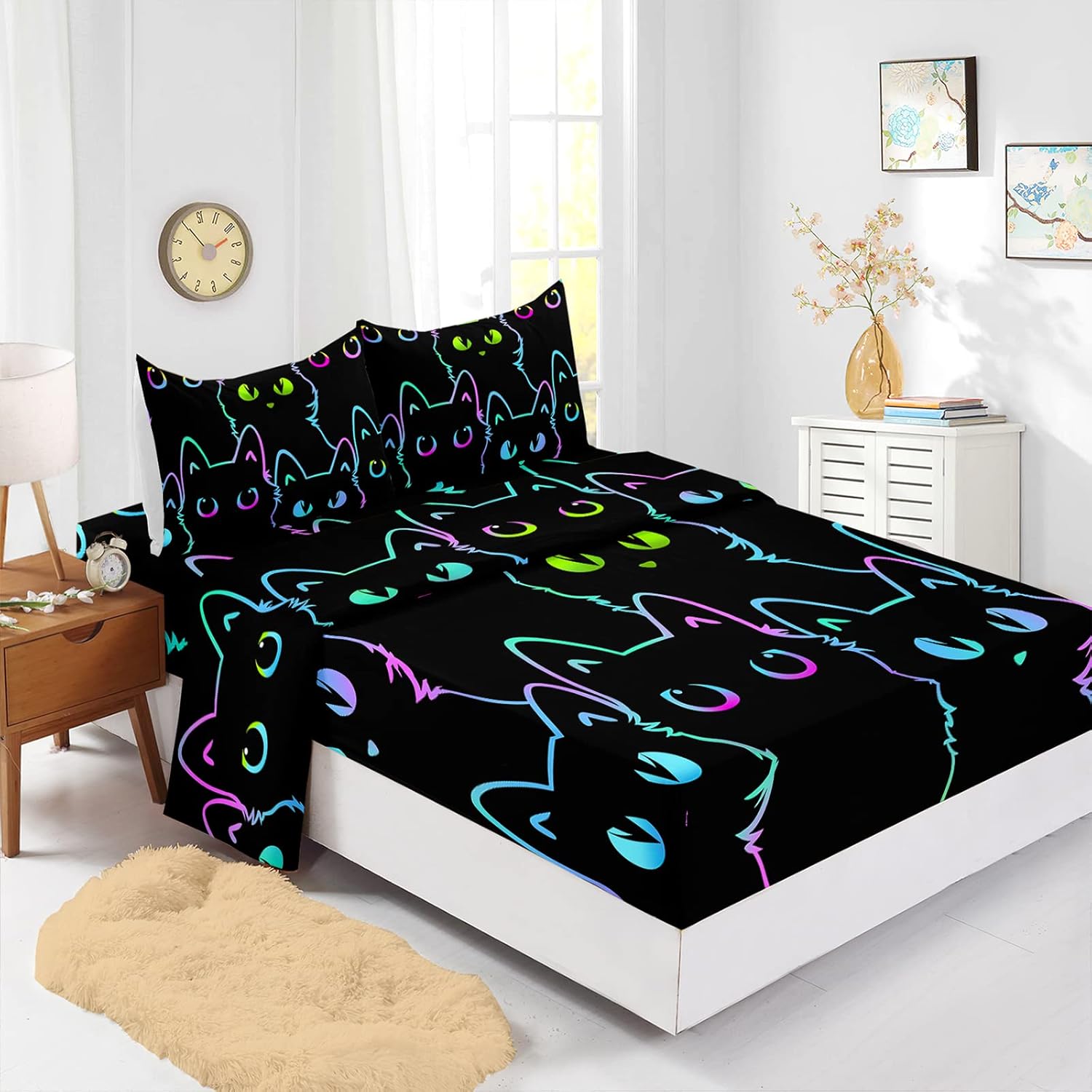 Axolotl Kids Bedding Set Twin Size Gradient Line 4Pcs