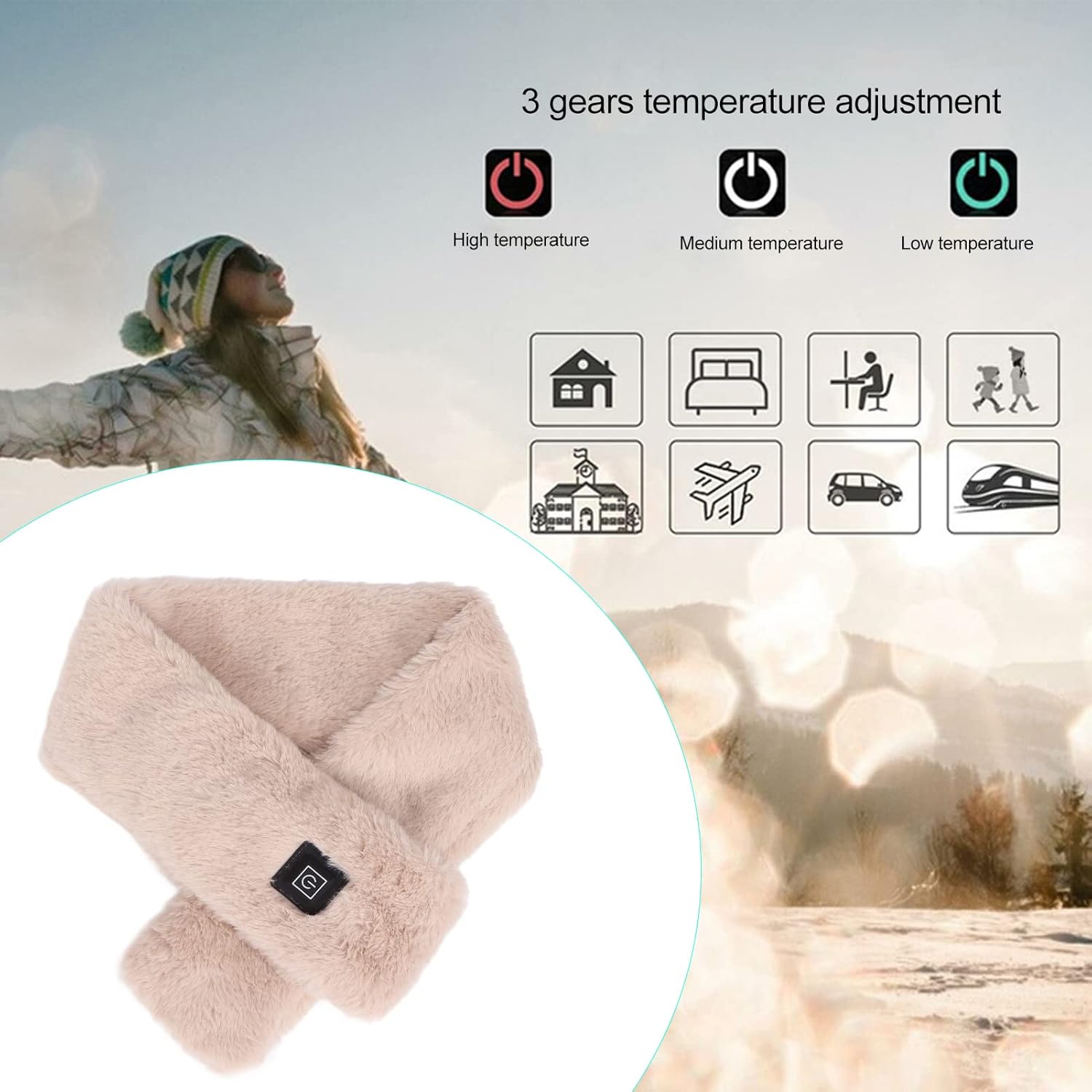 Pilipane USB Heated Scarf with 3 Temperature Gears