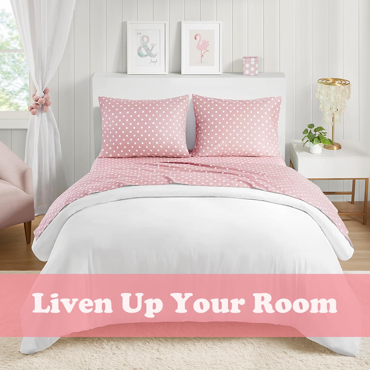 Mi Zone Kids Pink Polka Dot Sheet Set for Girls