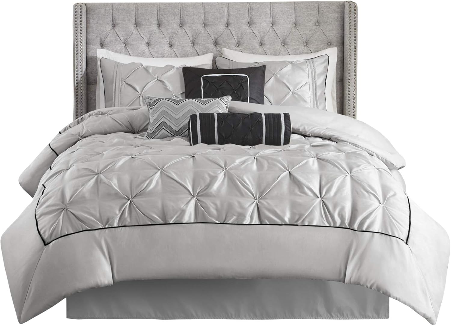Madison Park Laurel Cozy Comforter Set - Grey Queen 7 Piece