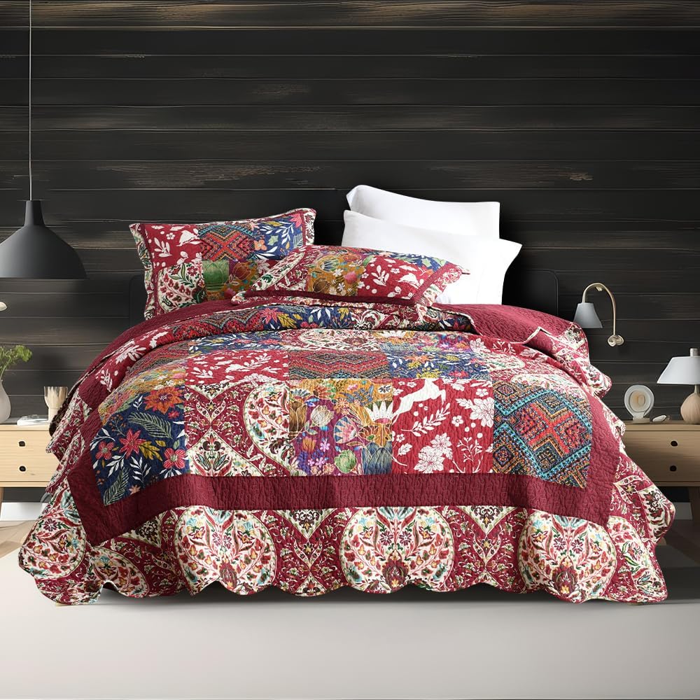 ENASAL Cotton Reversible Quilt Set King Size