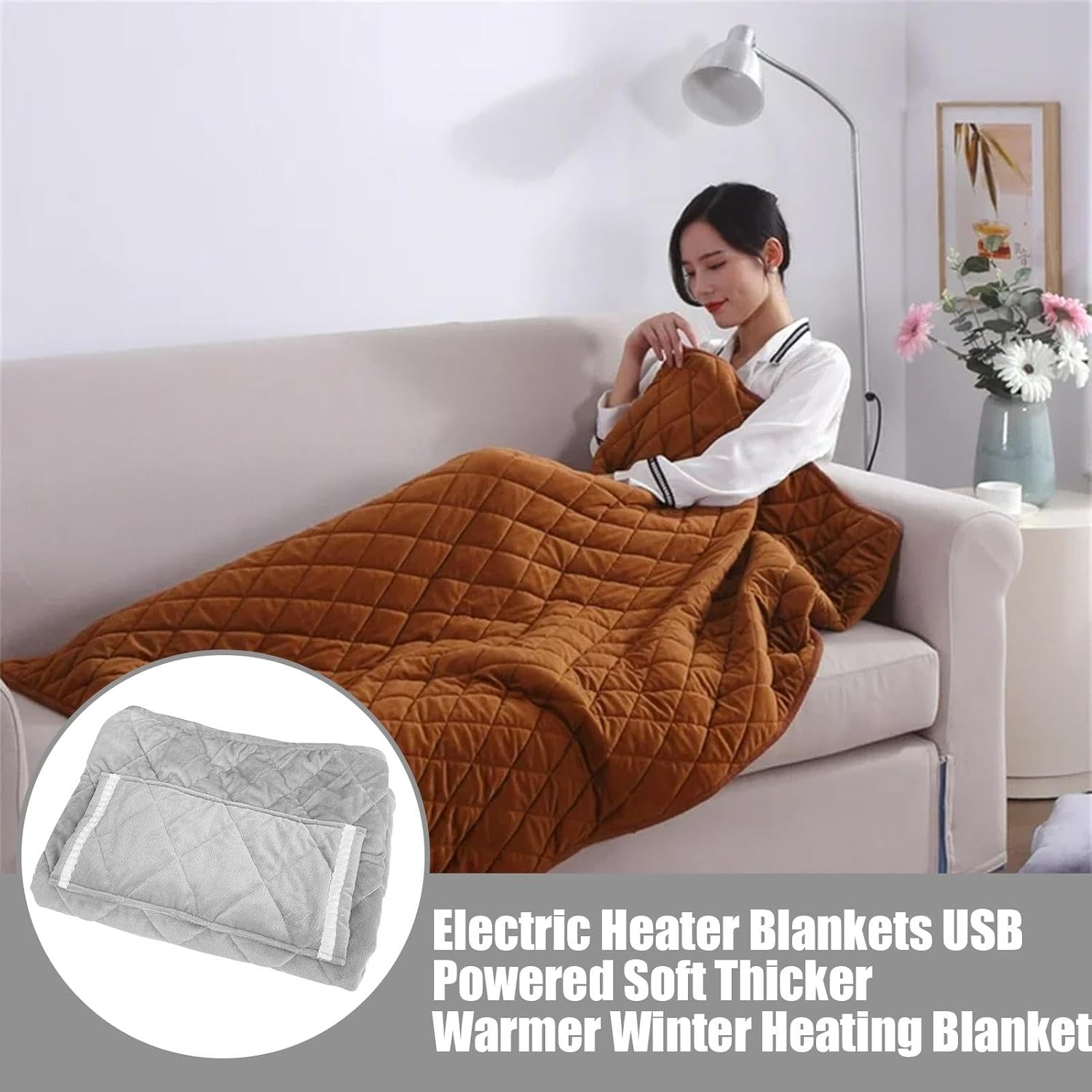 Libaroud Heated Blanket Electric Throw with Fast Heating and Washable Fabric