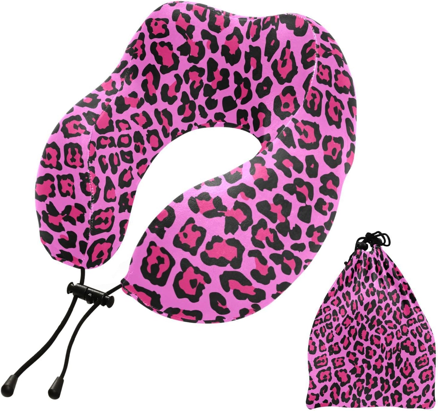 Sletend Pink Leopard Print Travel Neck Pillow