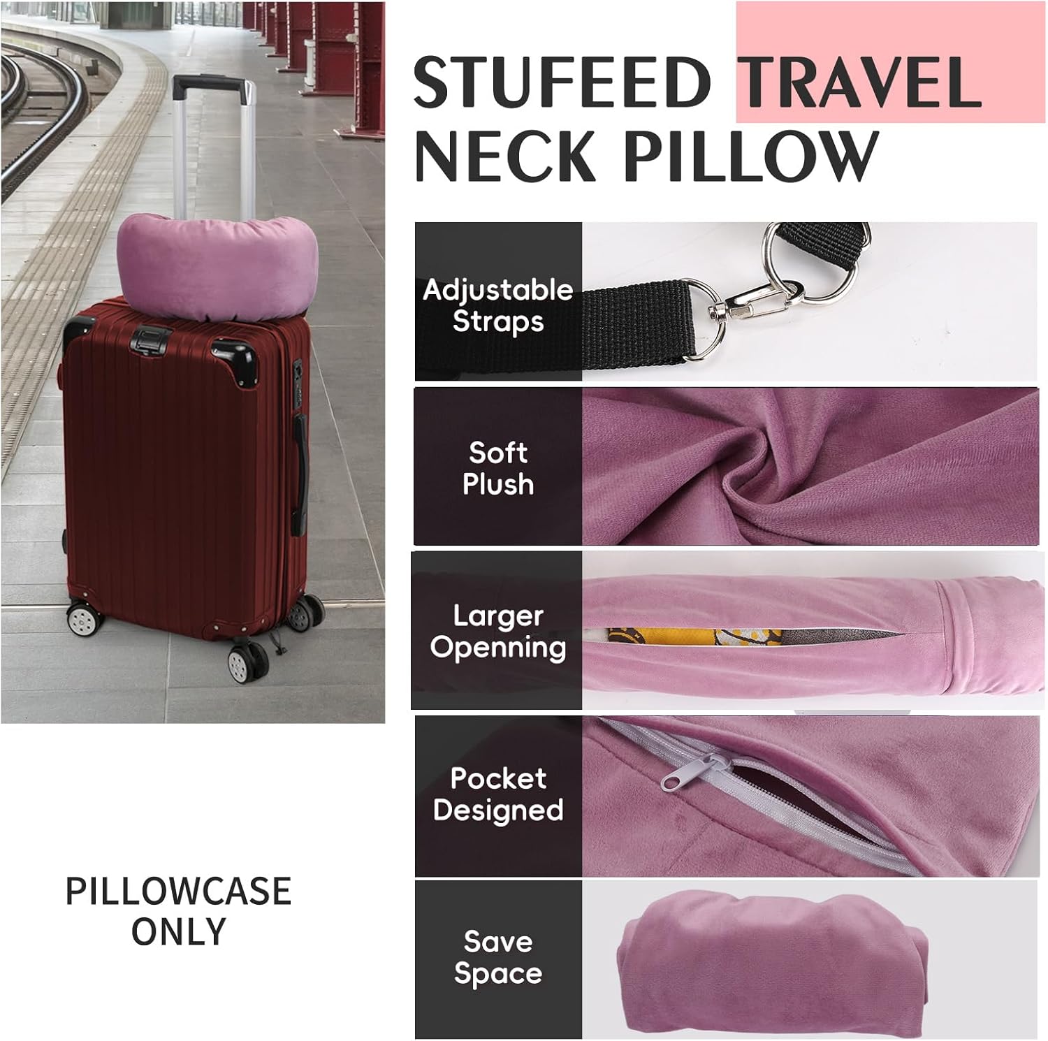 NK HealthCare Stuffable Travel Pillow No Filler Pink