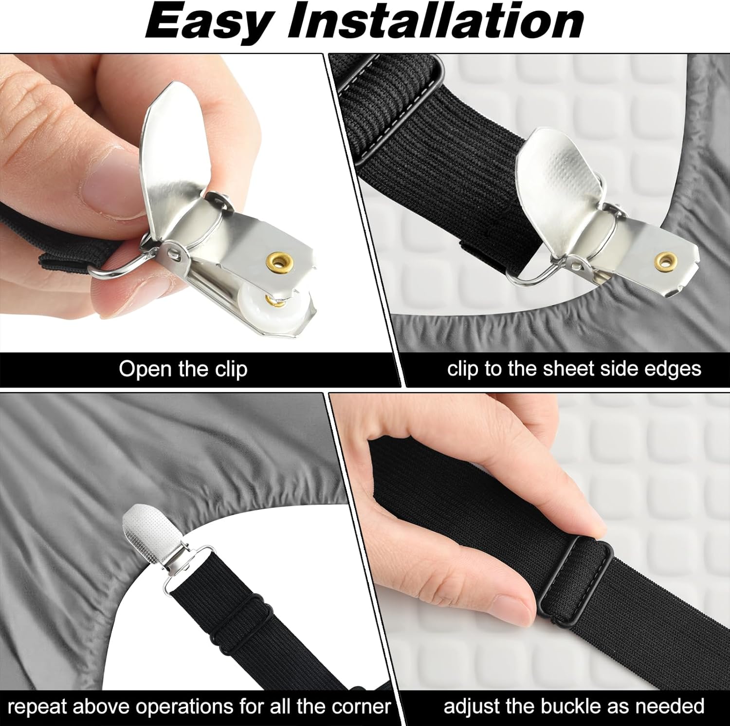 2 Pieces Bed Sheet Holder Straps - Black