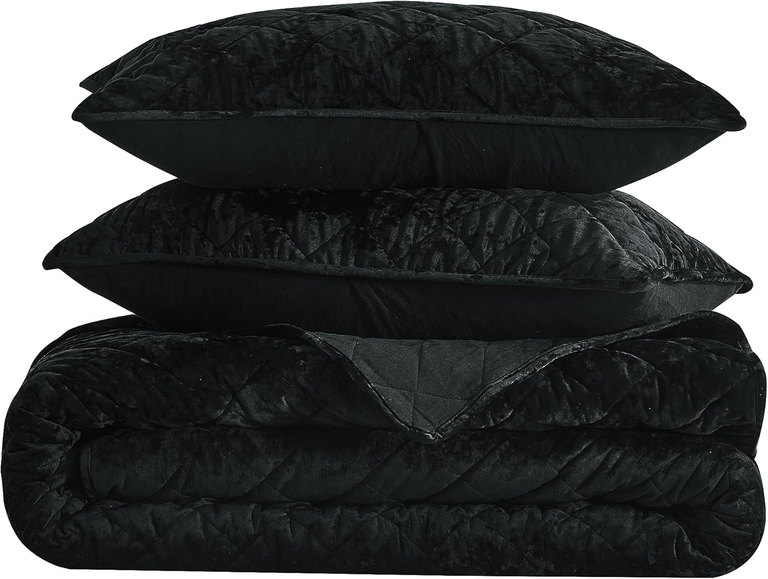 Chezmoi Lux Black Velvet Quilt King Set