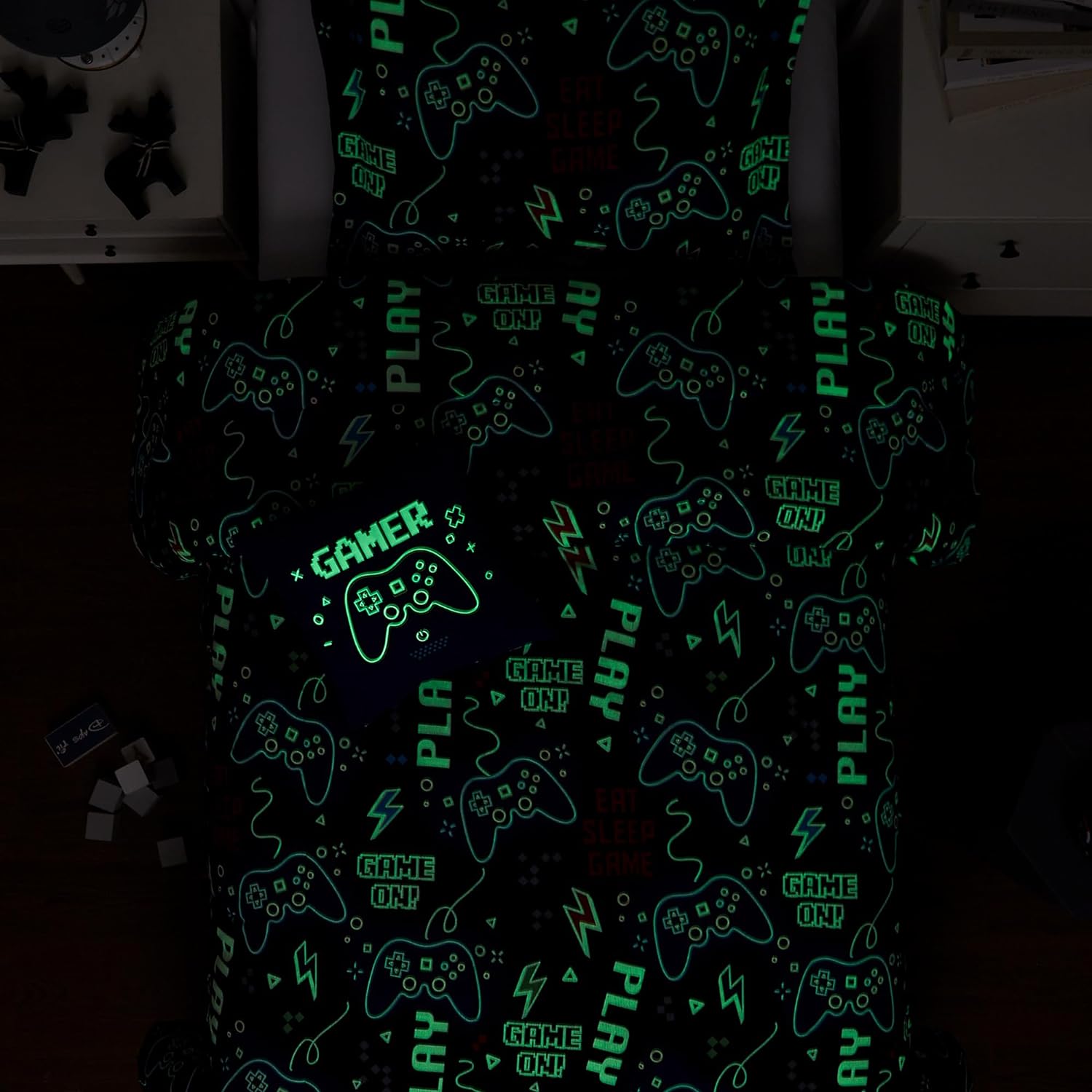 Glow in The Dark Gamer Comforter Set for Kids