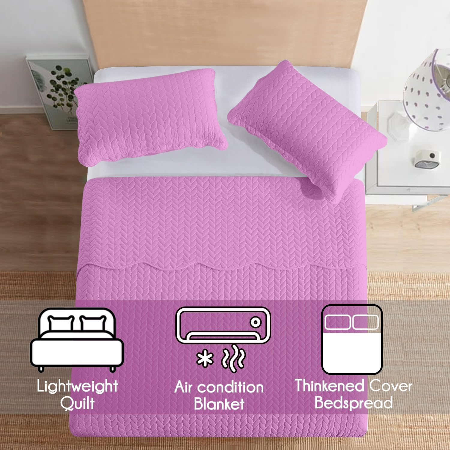 IR Imperial Rooms Queen Quilt Bedding Set Purple 90x96