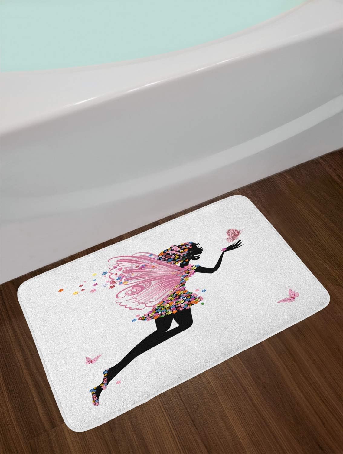 Ambesonne Tale Bath Mat - Multicolor Floral Design