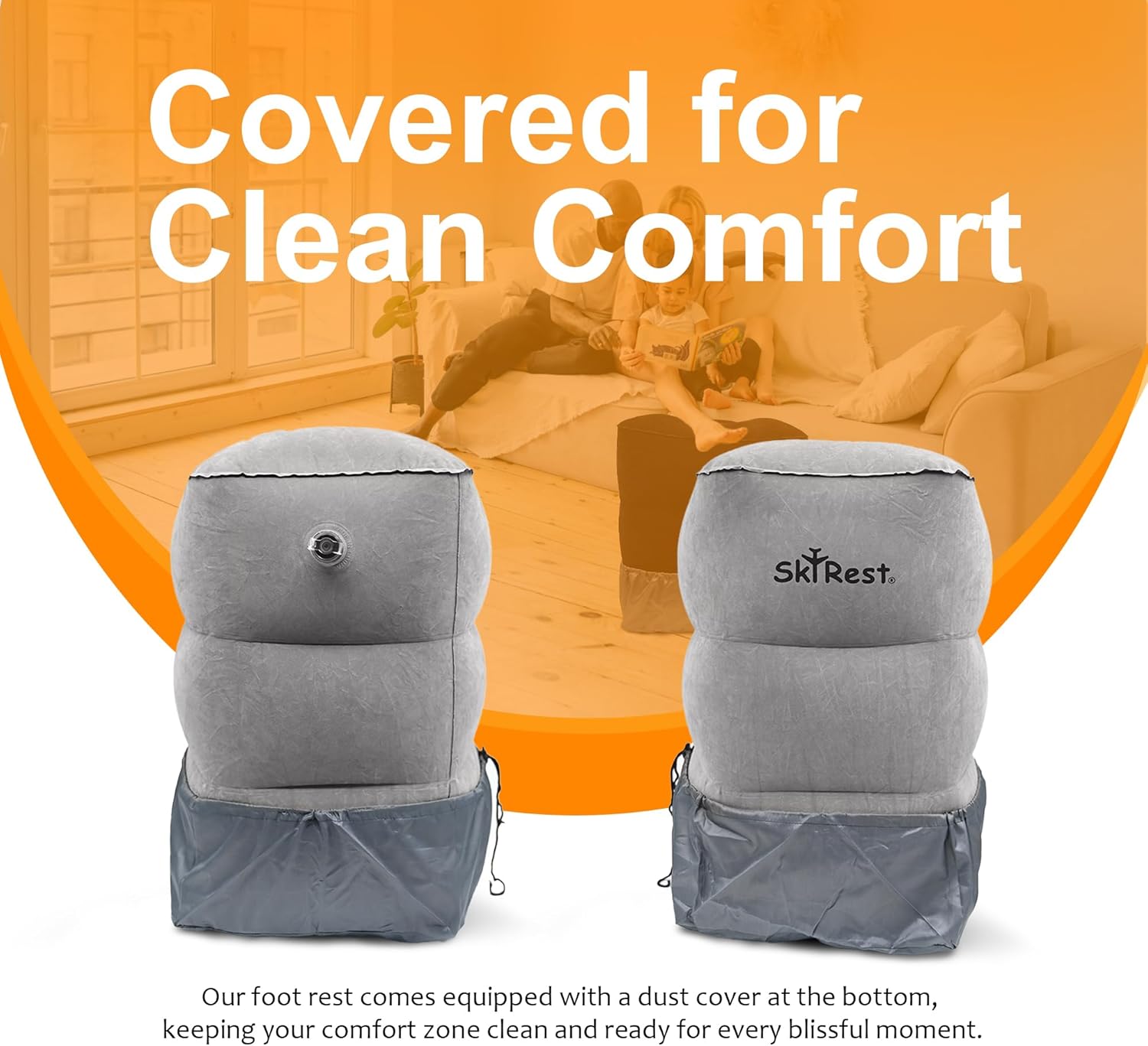 Skyrest Inflatable Foot Rest Travel Pillow - Grey 1