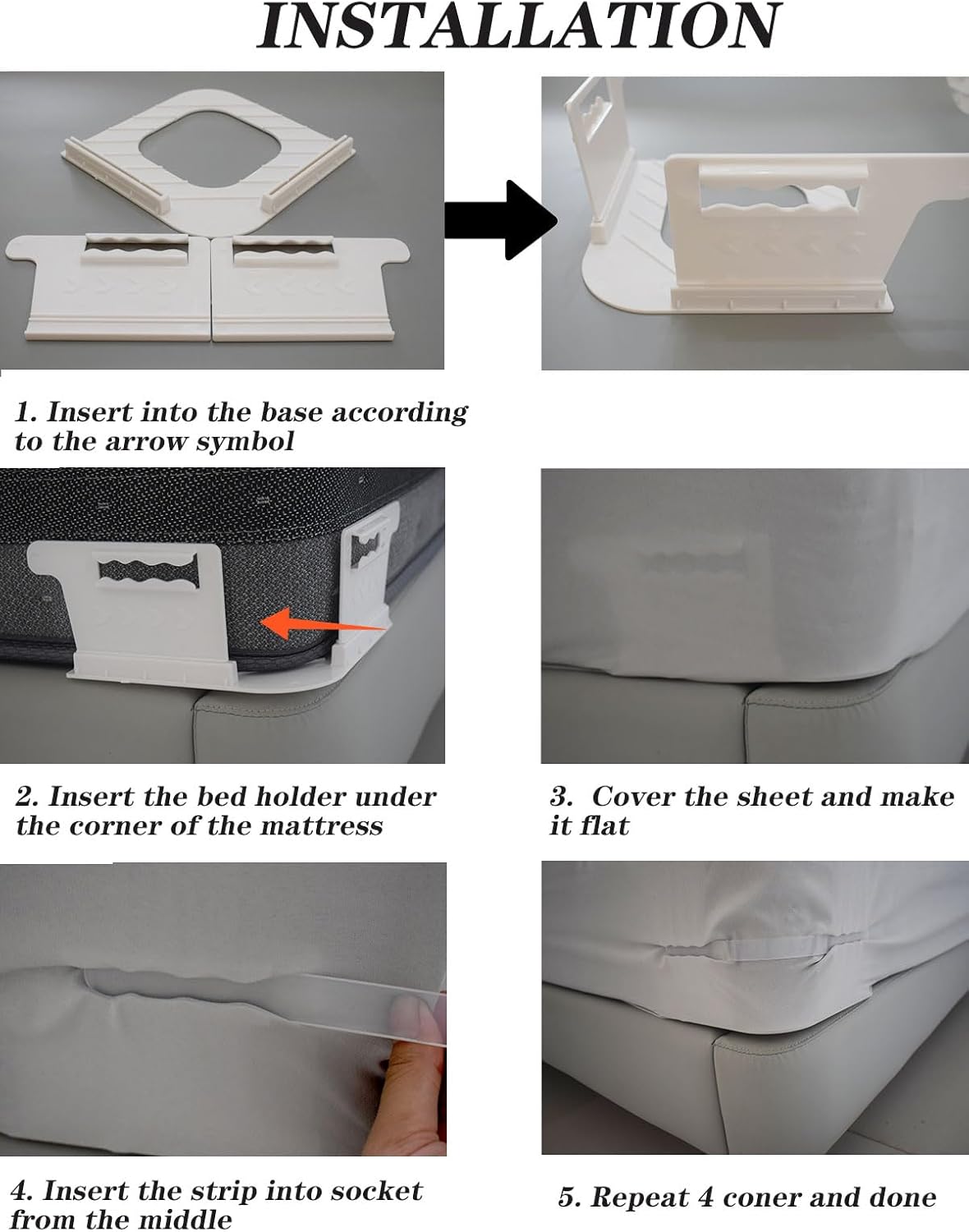 HYZYey Bed Sheet Holders 4 Sets with 8 Plastic Fasteners