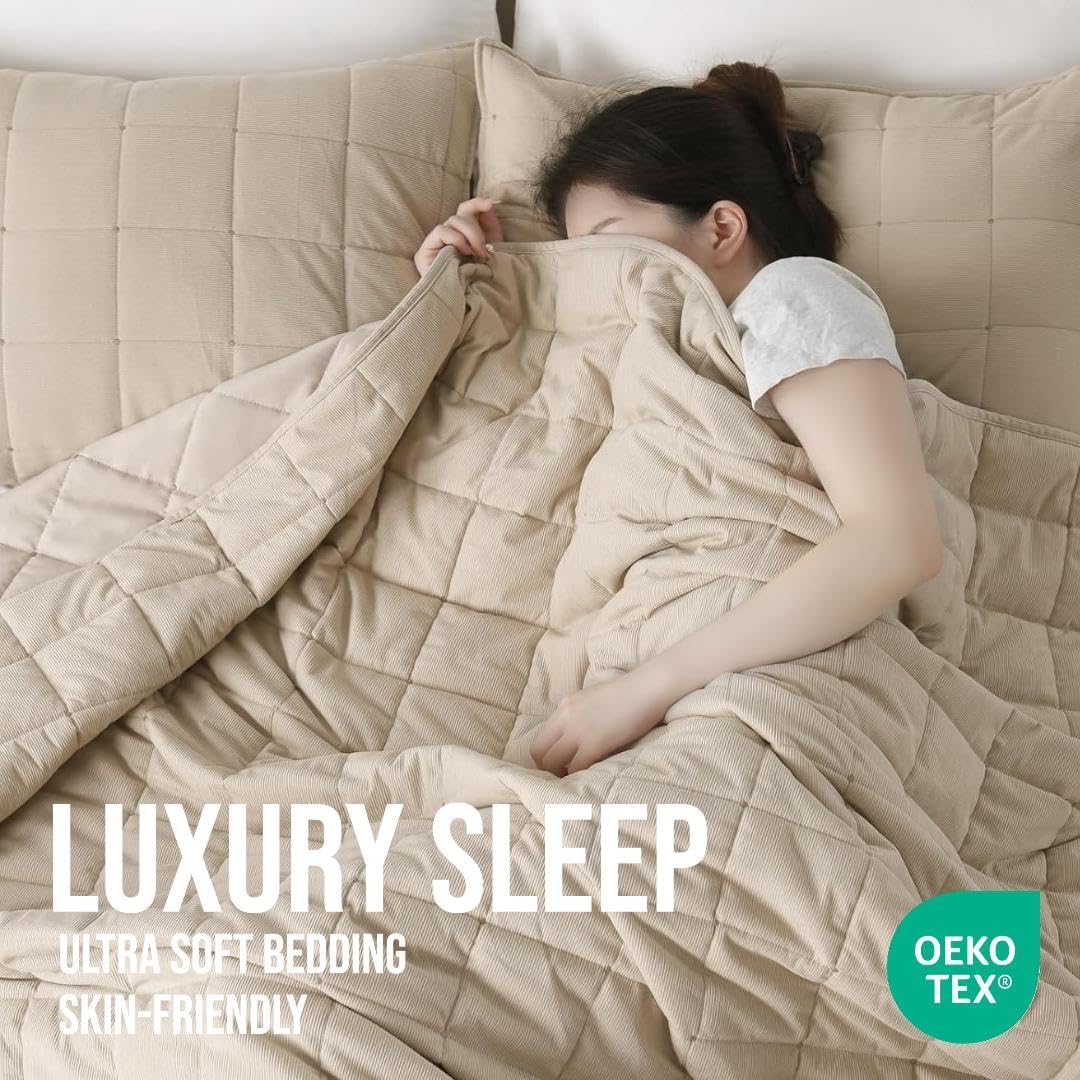 KASENTEX Oversized Queen Quilt Set - Sand Beige
