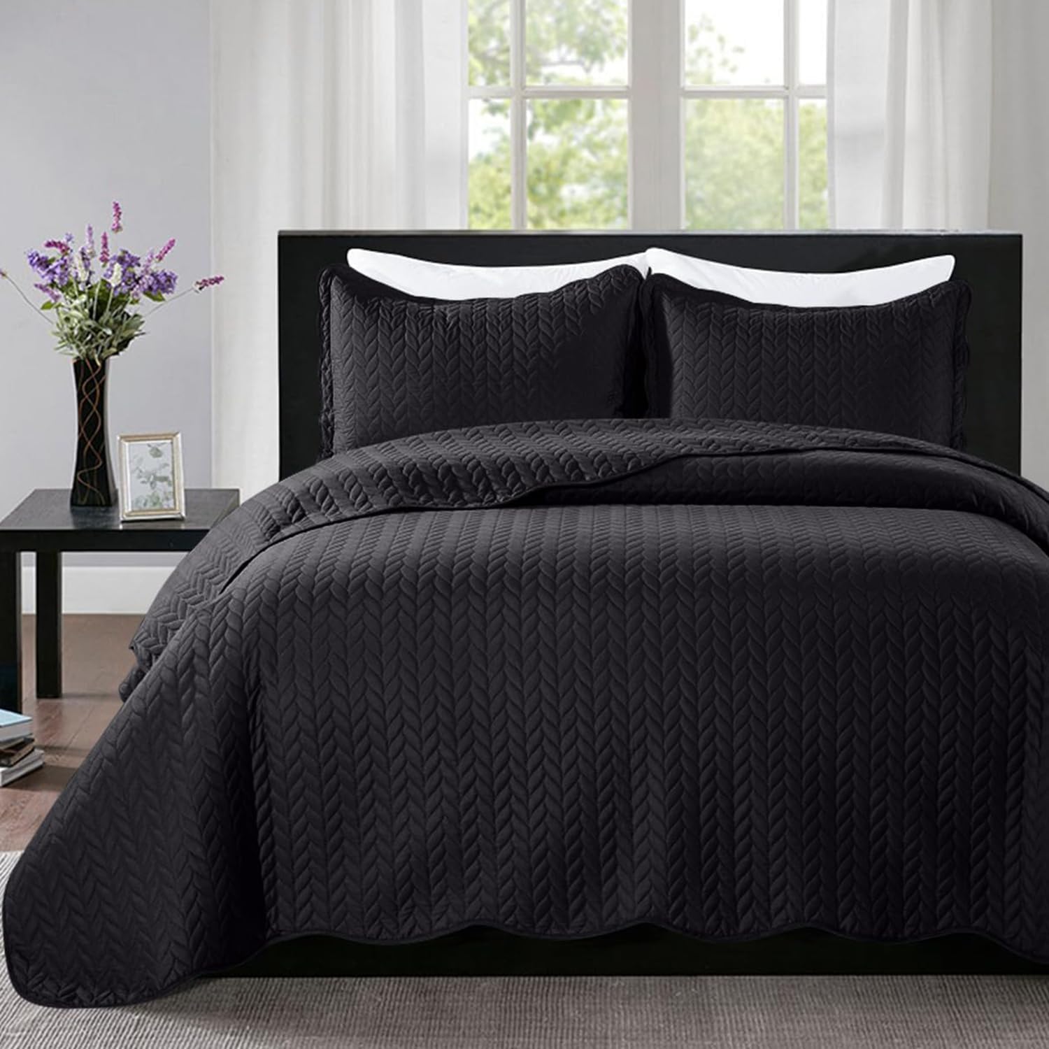 IR Imperial Rooms Twin Quilt Bedding Set Black