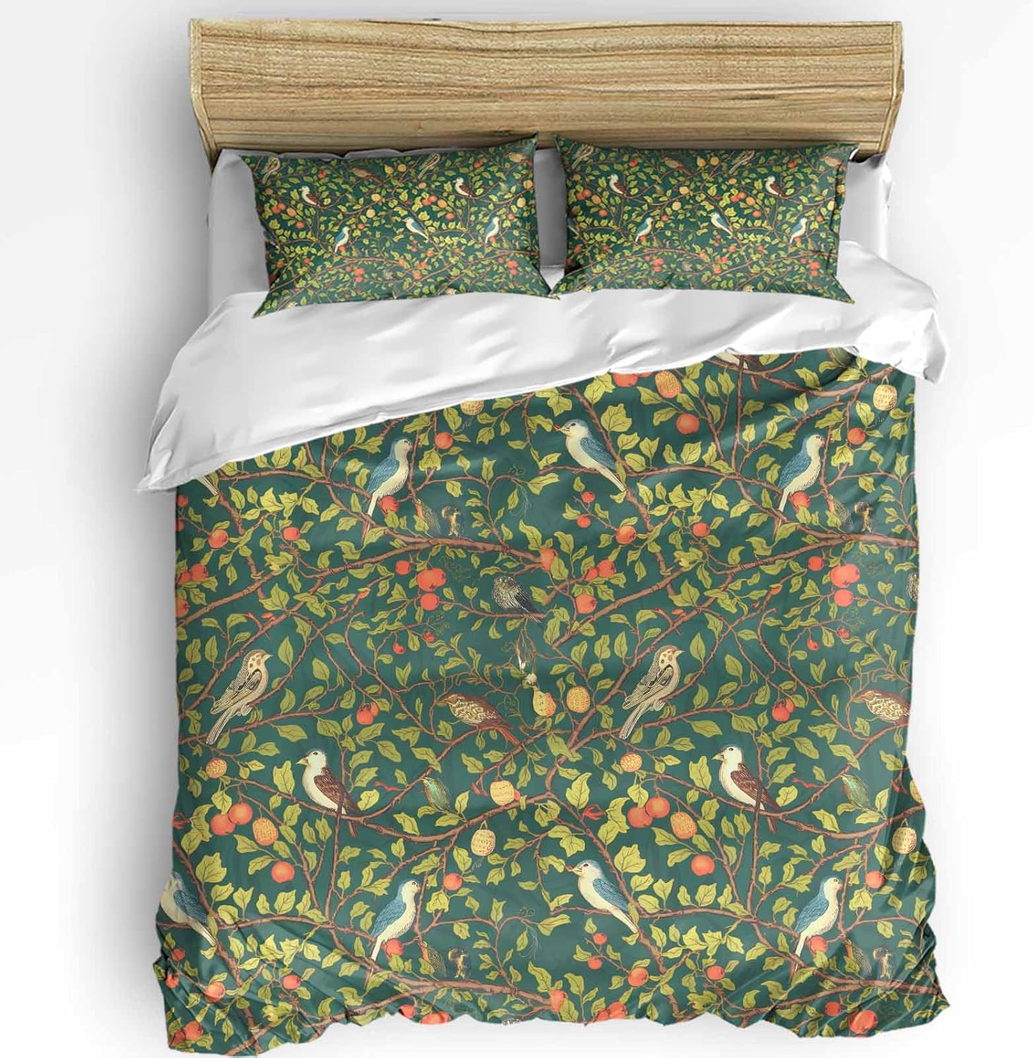Boanket 3-Piece Queen Bedding Set with Zipper Closure and Abstract Leaves Design