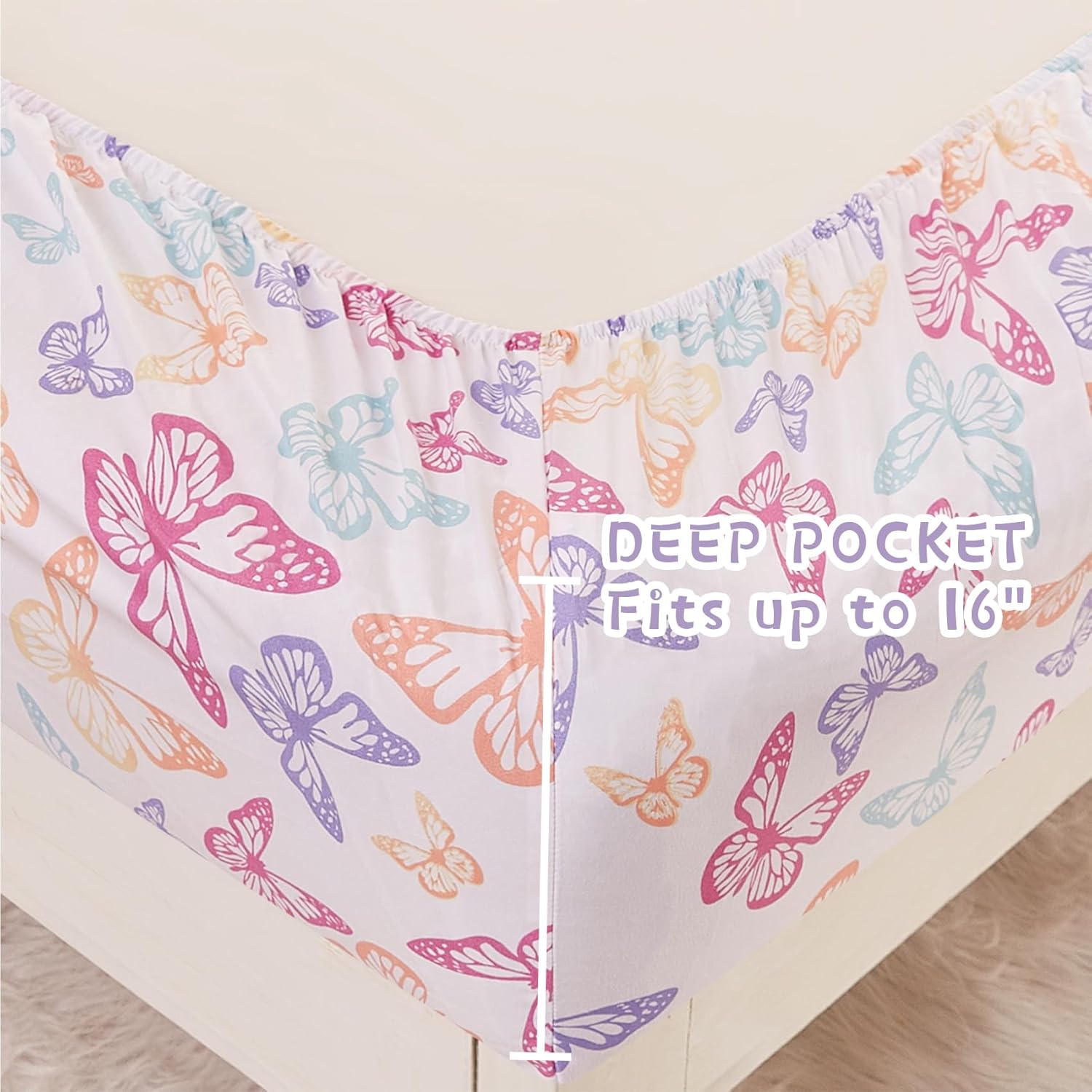 Yibeizi Butterfly Twin Sheet Set for Kids