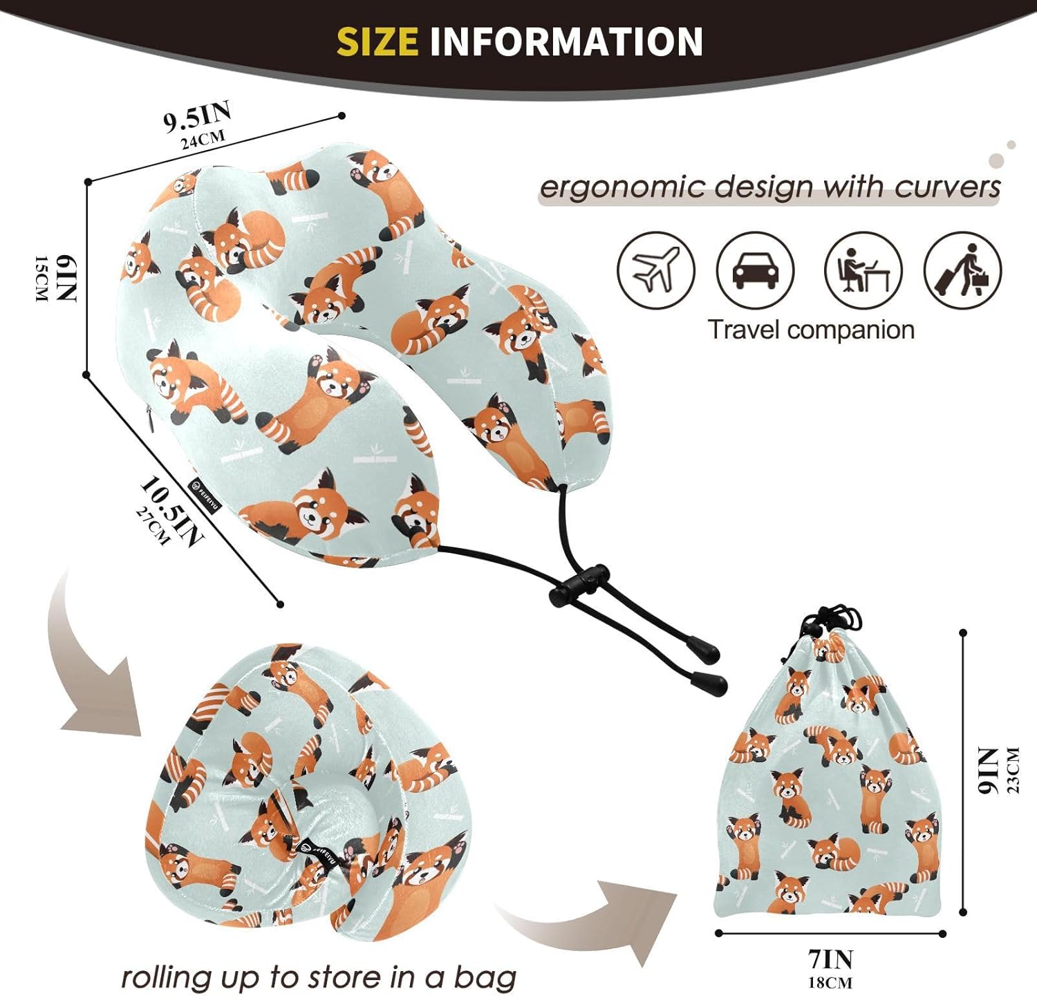 Sletend Cute Red Panda Travel Neck Pillow