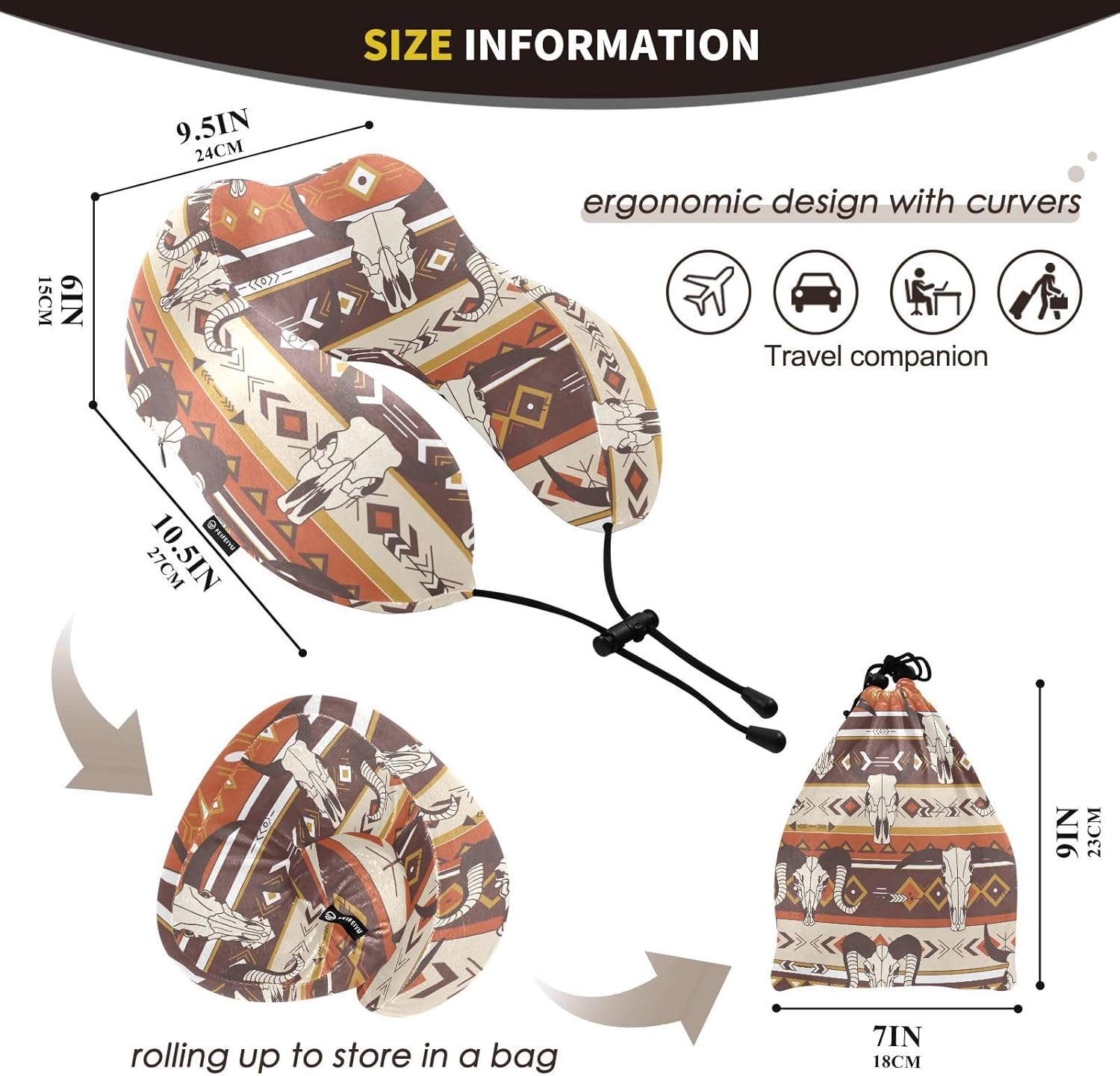 Burbuja Western Aztec Neck Pillow for Travel