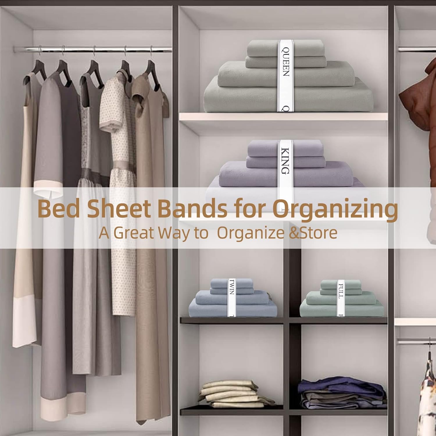 Monalife Elastic Sheet Bands - 4 Pack for Sheet Organization
