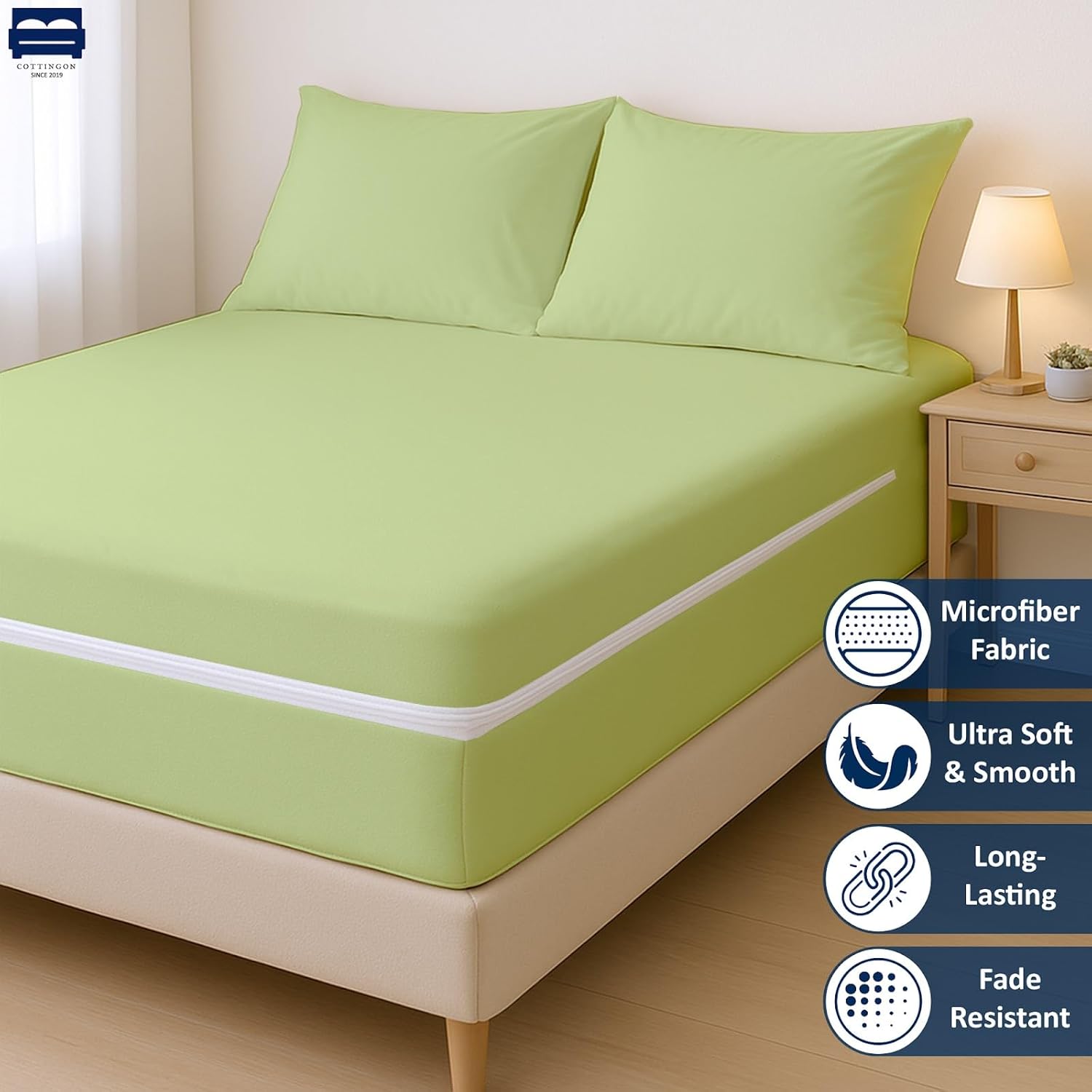 Cottingon California King Zipper Fitted Sheet Sage