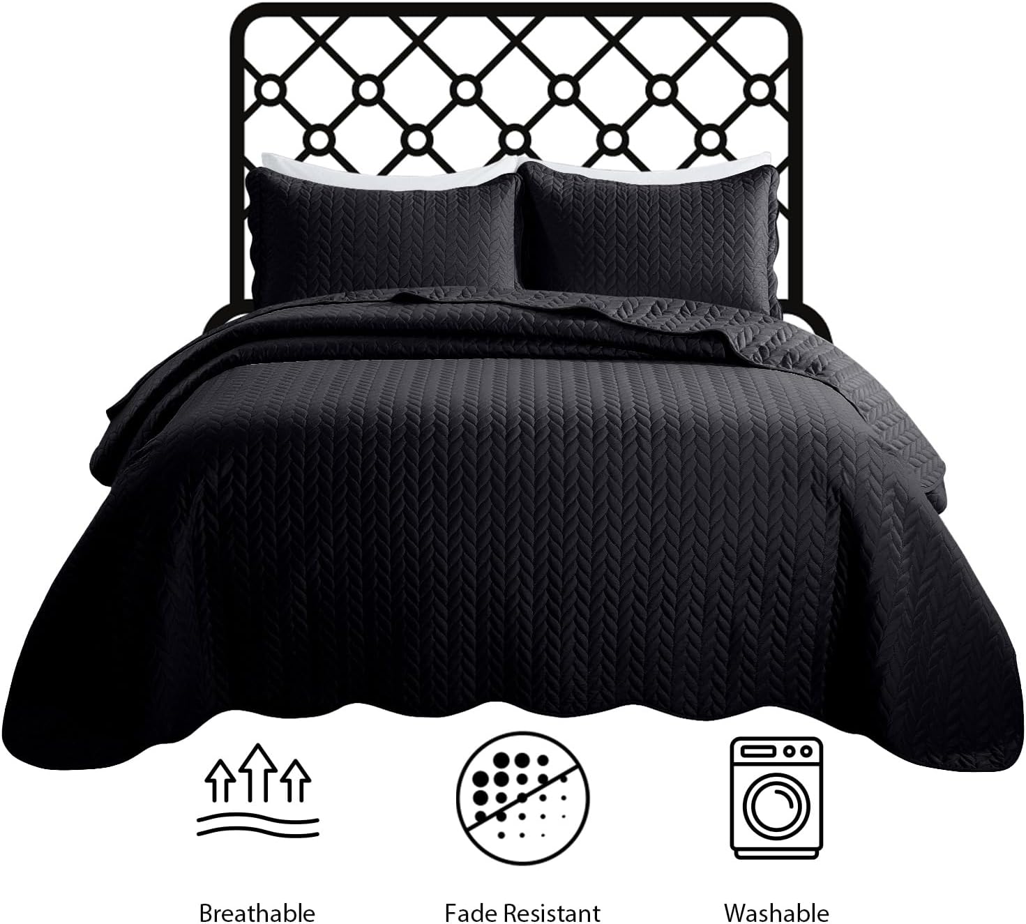 IR Imperial Rooms Twin Quilt Bedding Set Black
