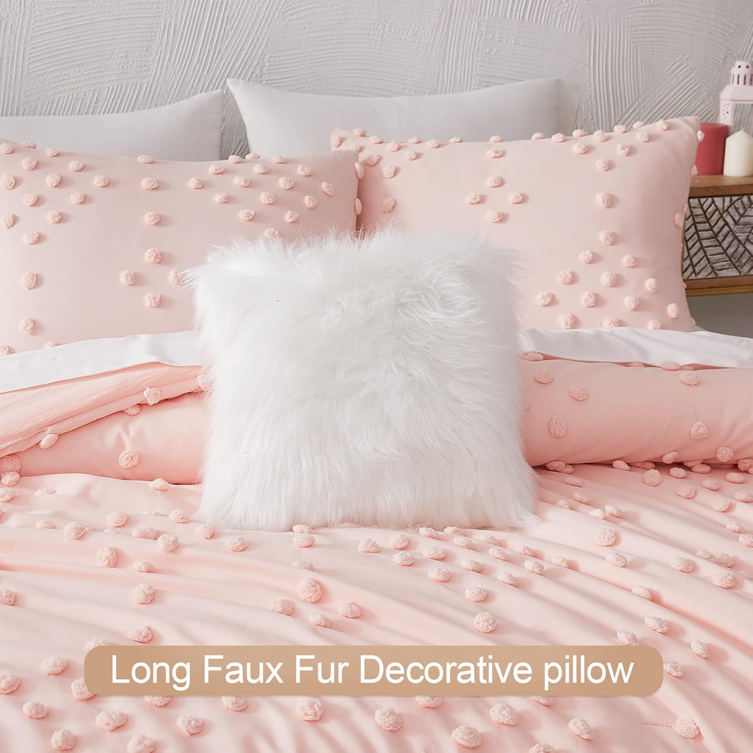 Geniospin Pink Pom Tufted Bed in a Bag Set 7 Pieces