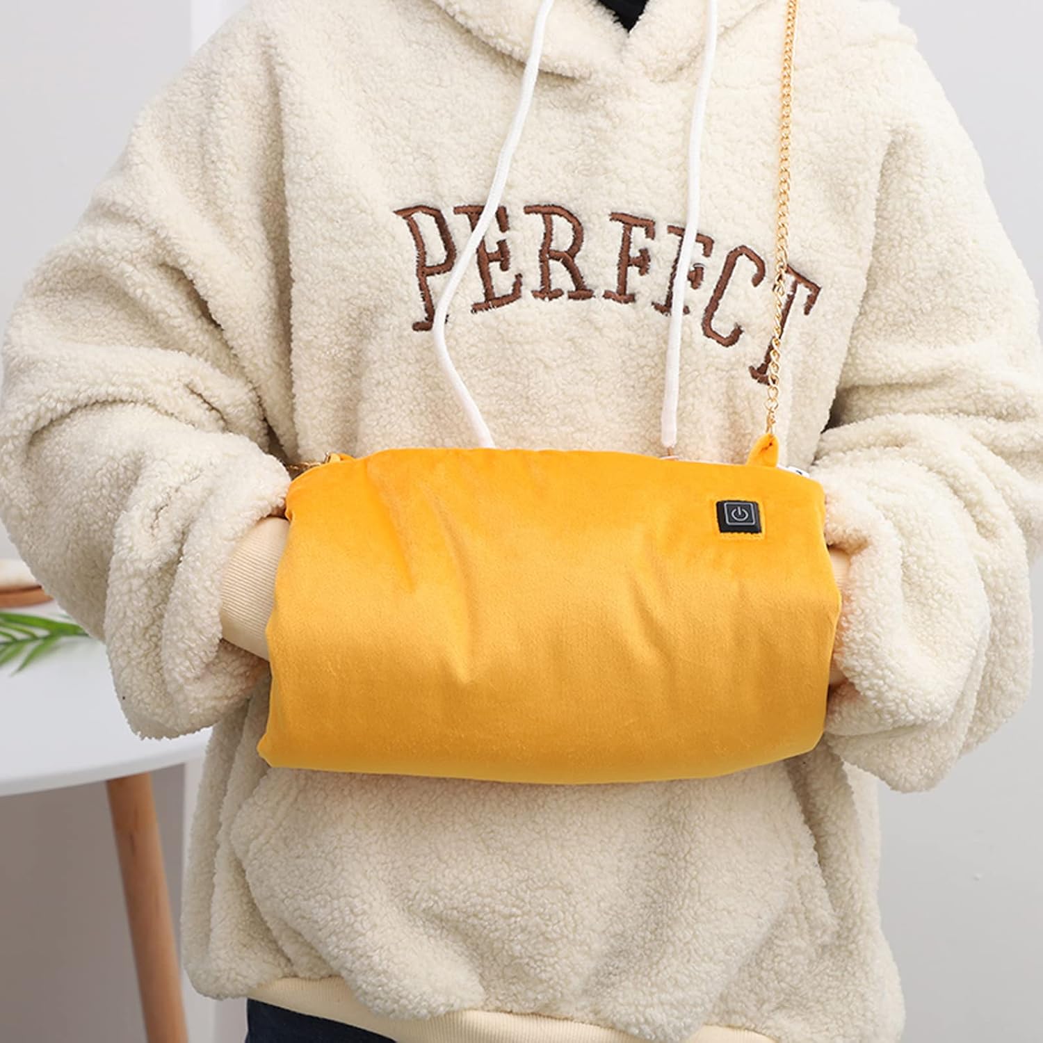 MSUIINT USB Heated Hand Warmer Throw Pillow with Gloves Portable Grey
