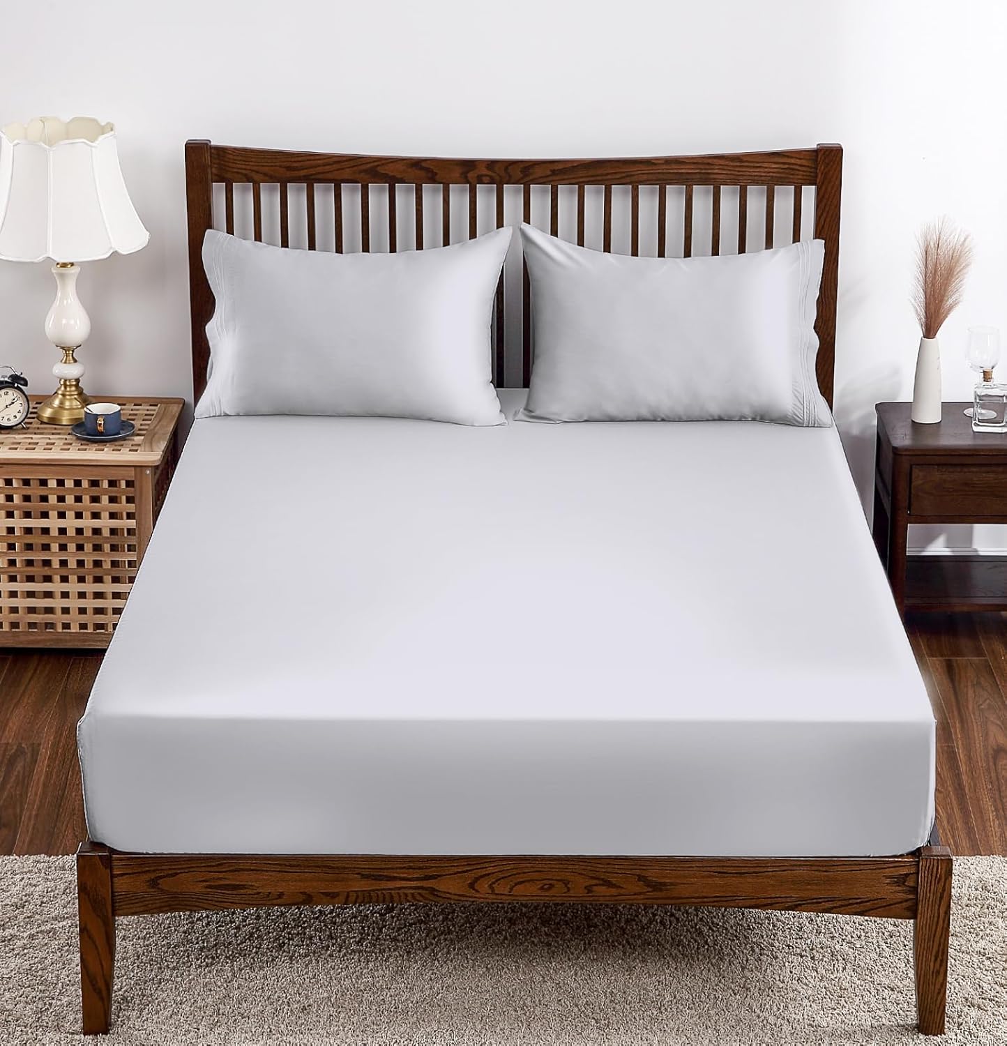 ShunjieHome Bamboo Viscose Fitted Sheet Cal King