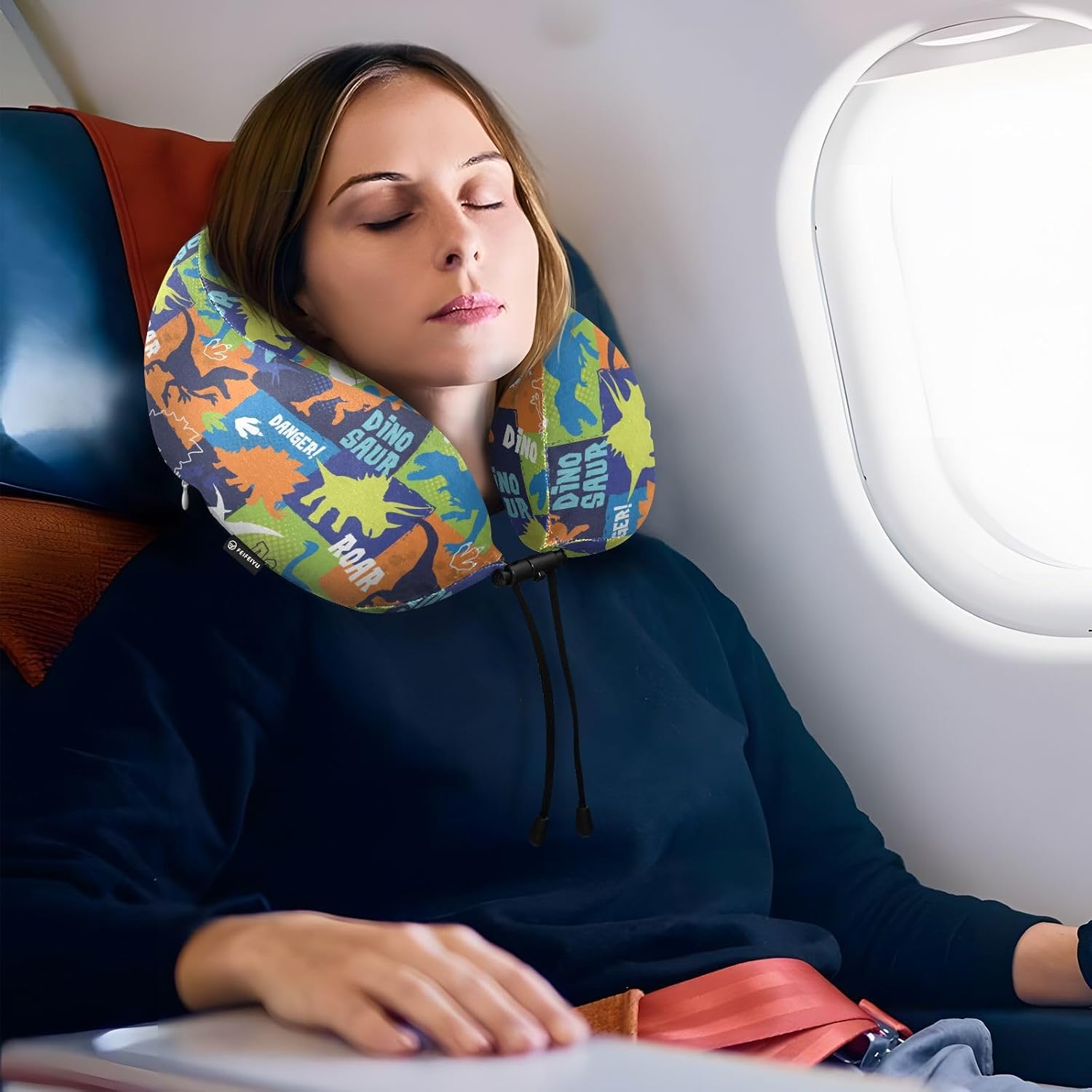 Sletend Bright Dinosaurs Travel Neck Pillow for Adults Kids