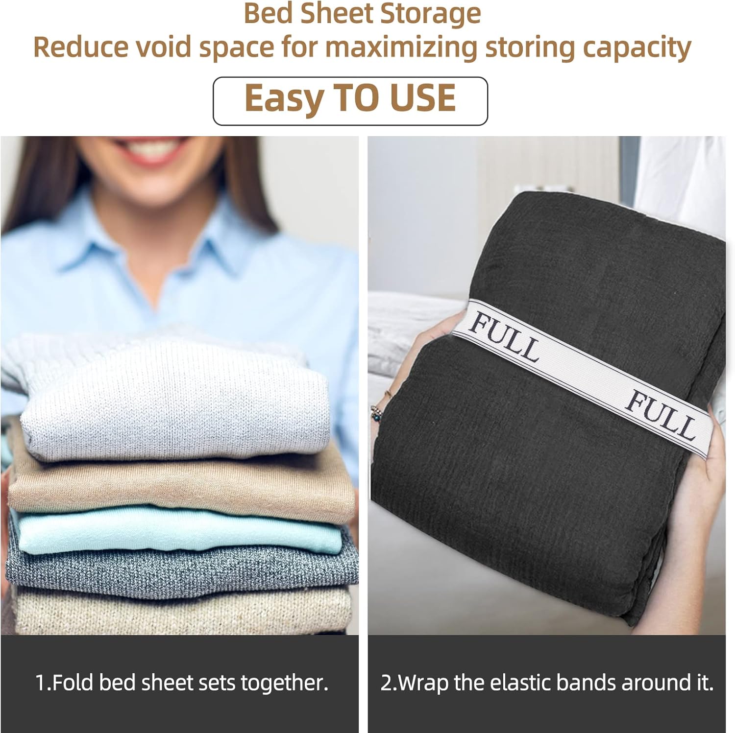 Monalife Elastic Sheet Bands - 4 Pack for Sheet Organization