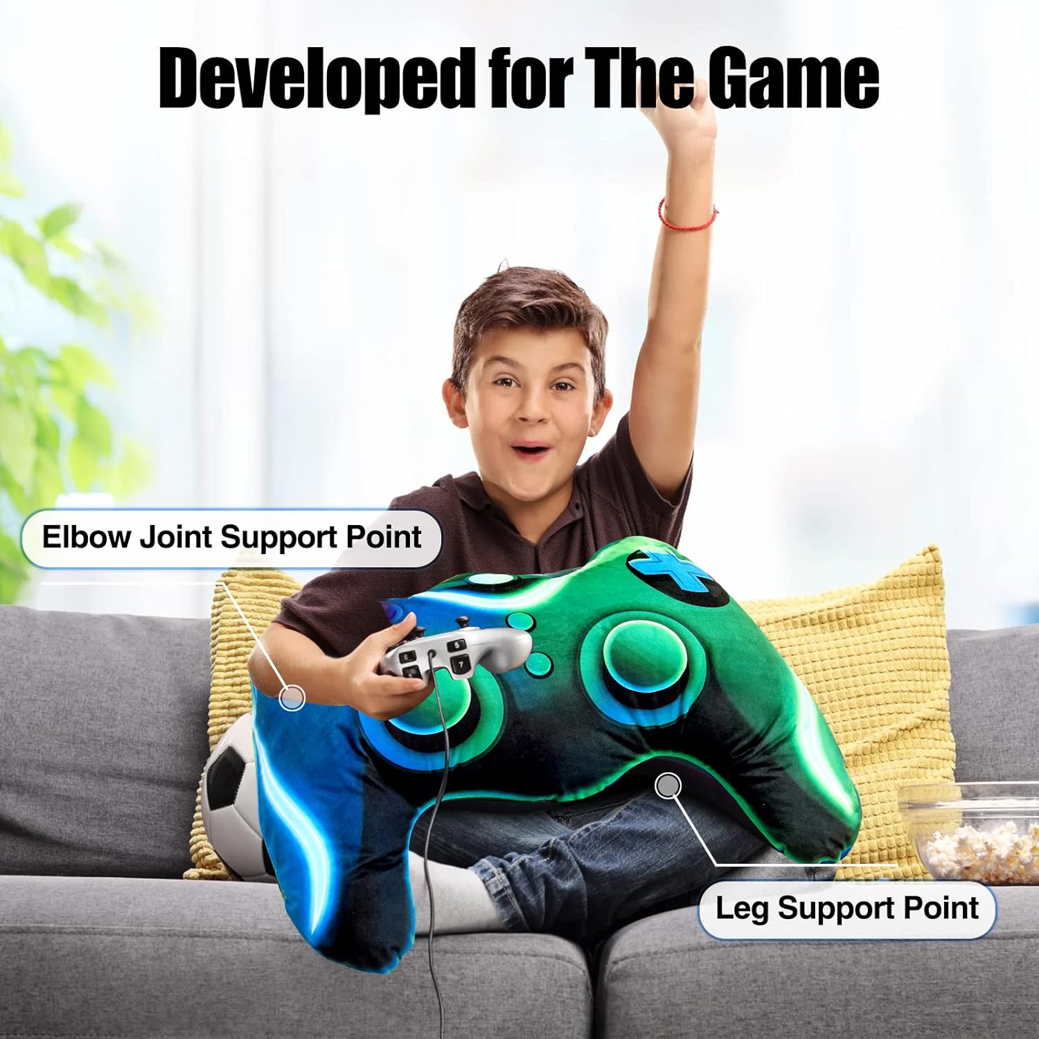 Meeting Story Game Controller Plush Throw Pillow Blue Green Large