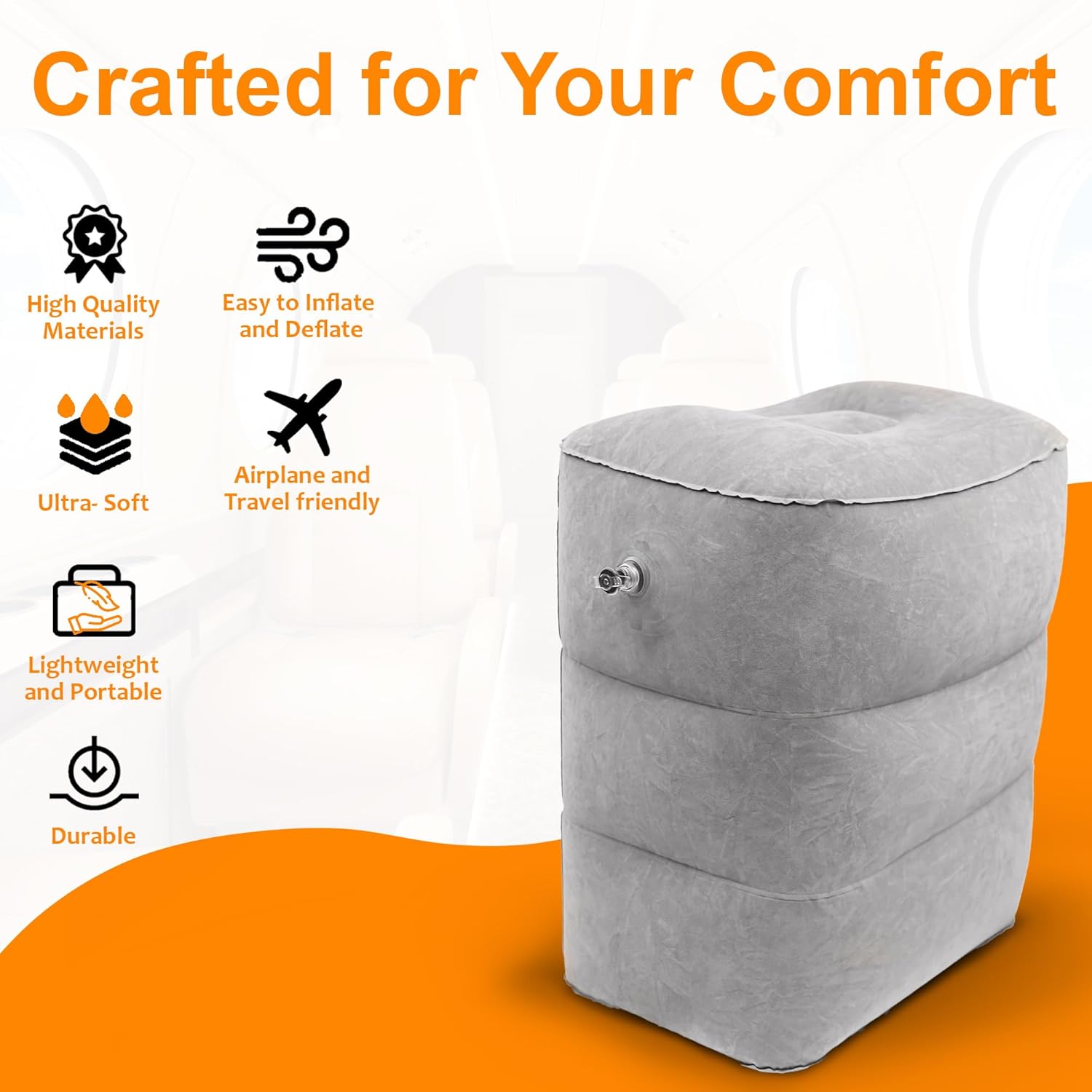 Skyrest Inflatable Foot Rest Travel Pillow - Grey 1