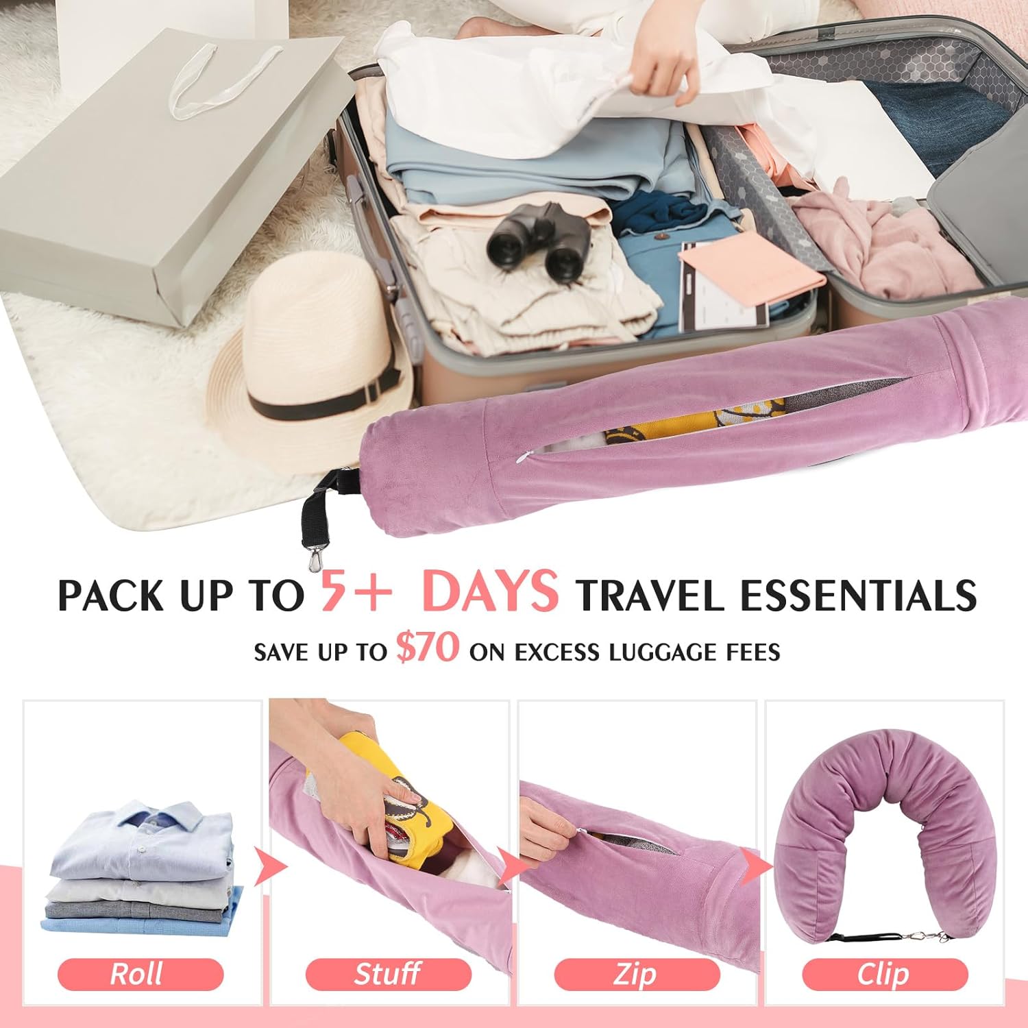 NK HealthCare Stuffable Travel Pillow No Filler Pink